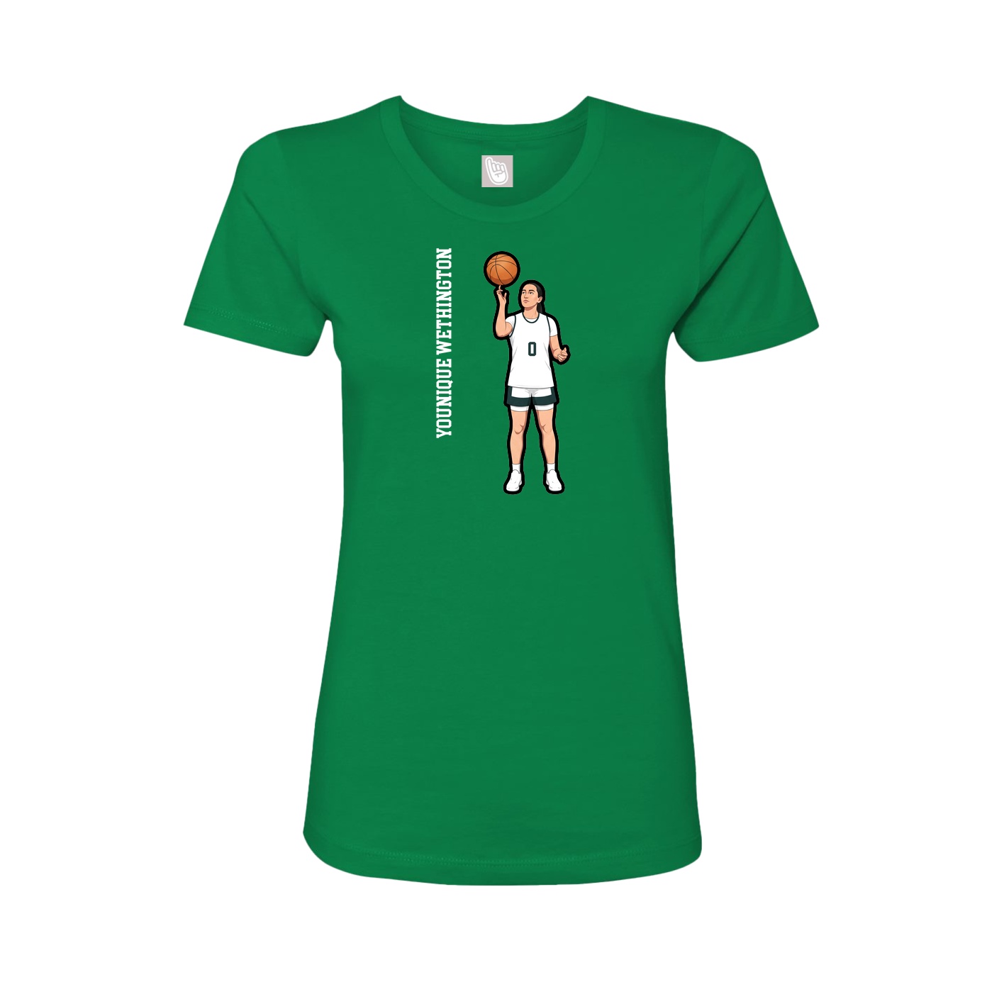 Womens Tee — Name Vertical in Green