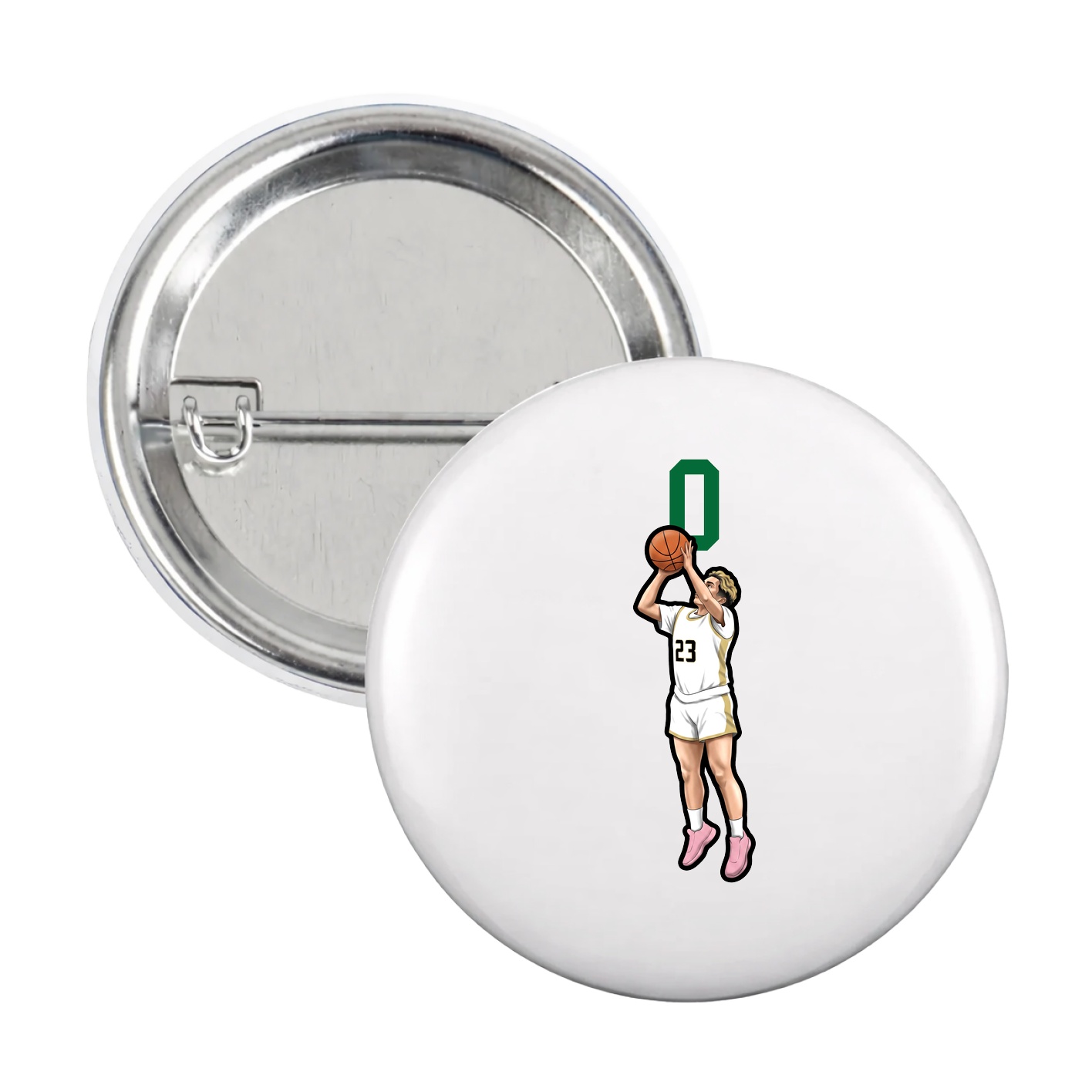 Game Day Button — Number Top in White