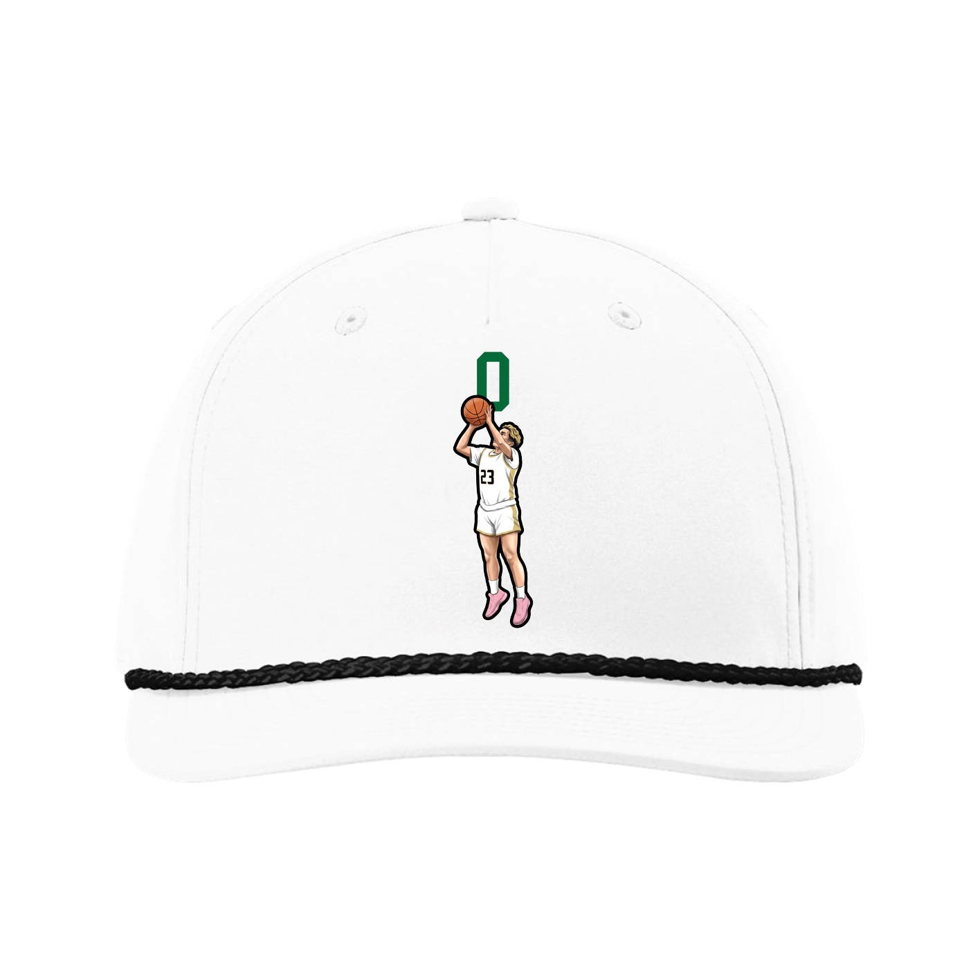 Five-Panel Classic Rope Cap — Number Top in White