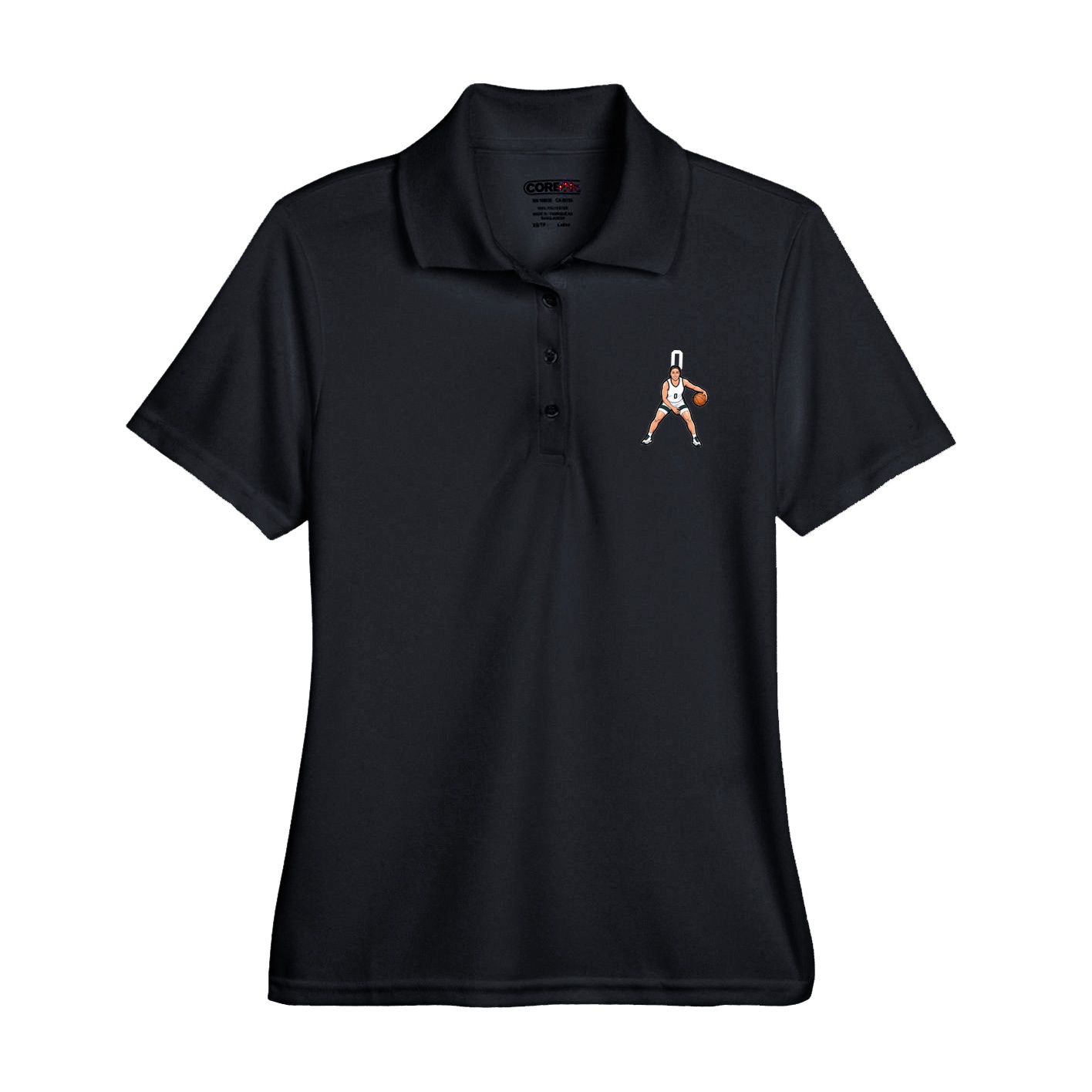 Womens Performance Polo — Number Top in Black