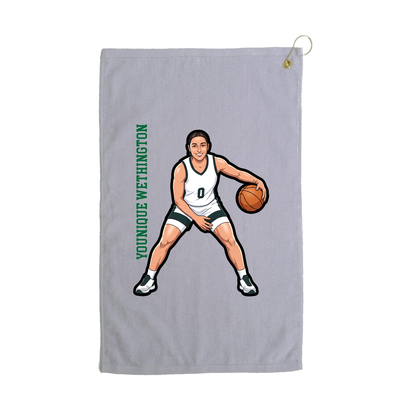Golf Towel — Name Vertical in Grey