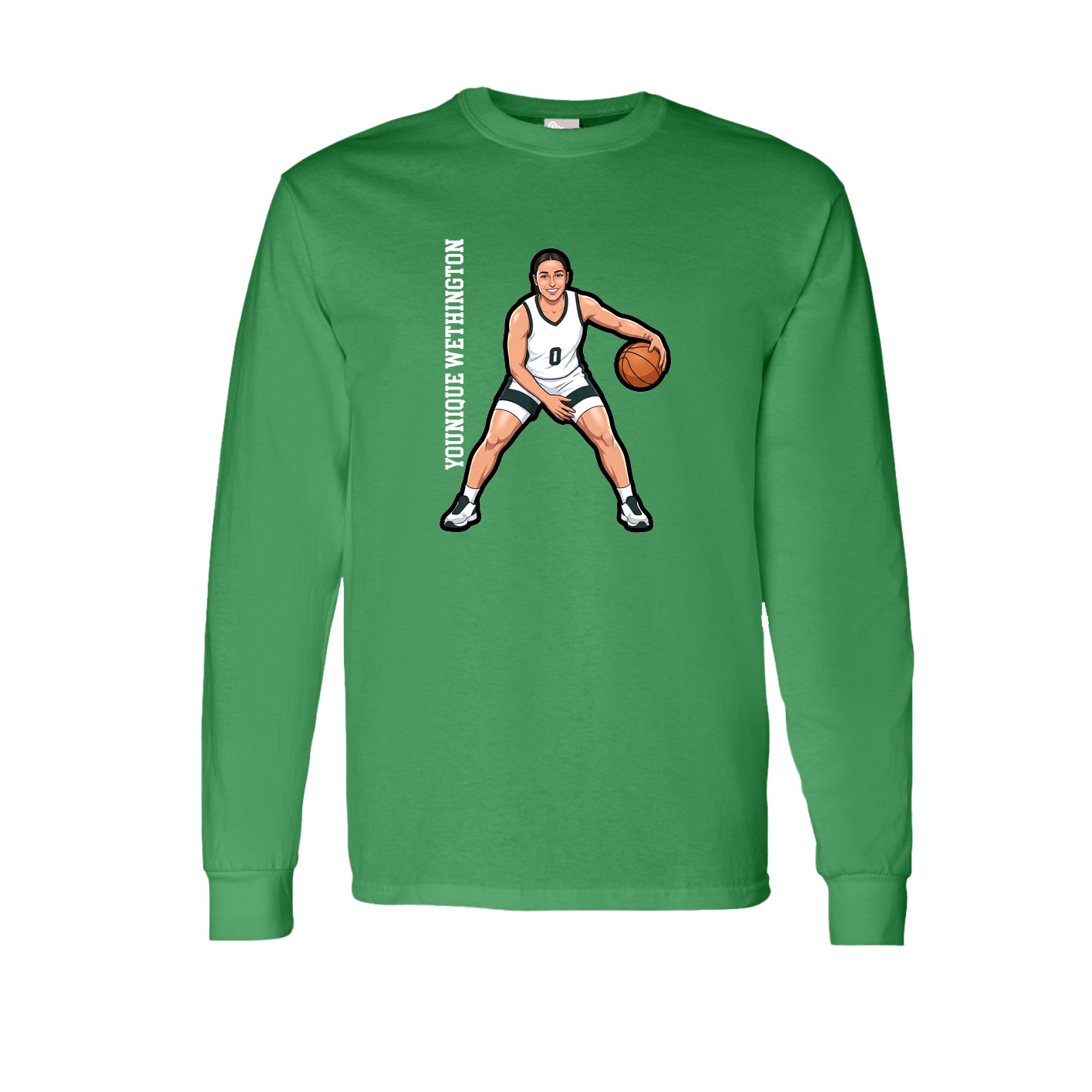 Long Sleeve Tee — Name Vertical in Green