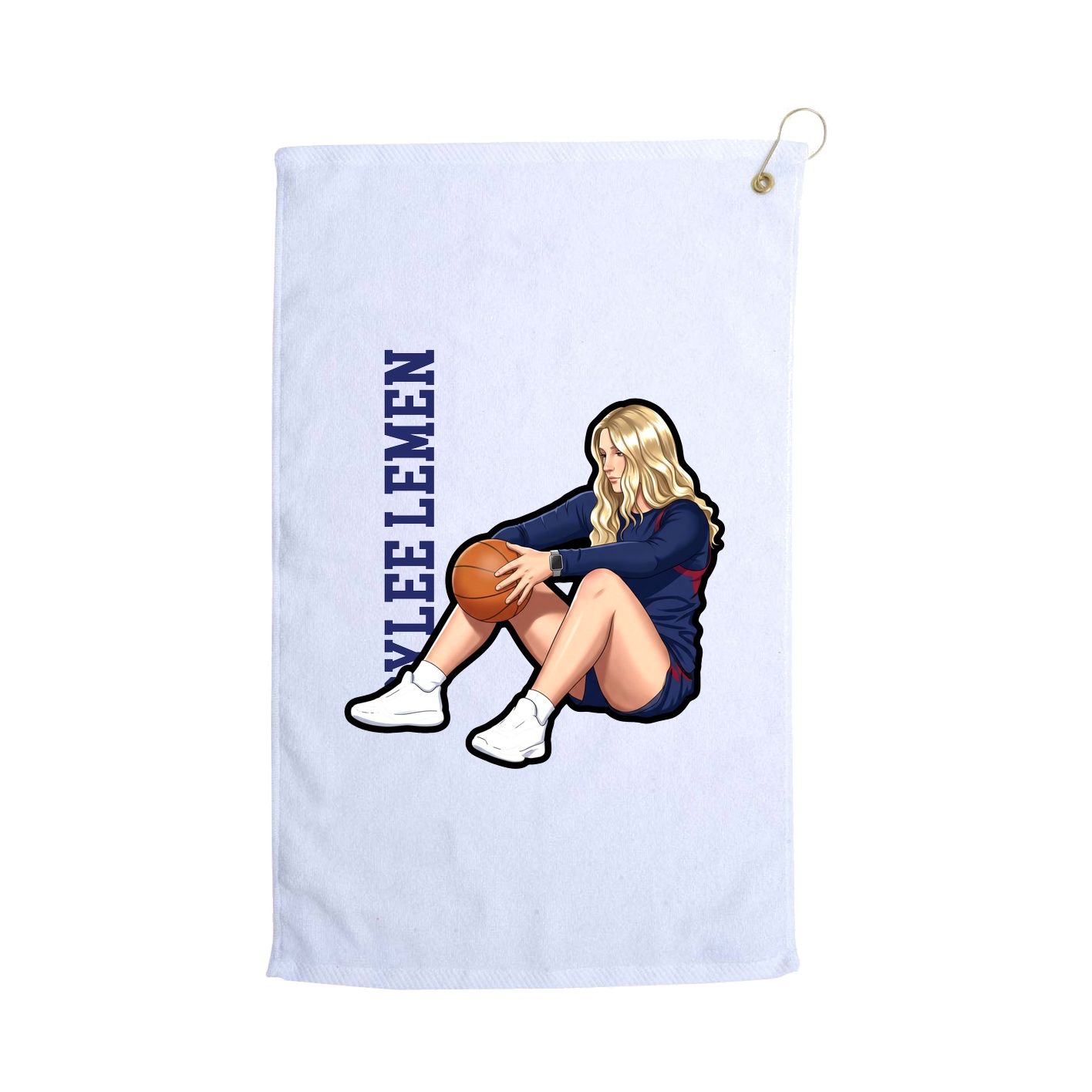 Golf Towel — Name Vertical in White