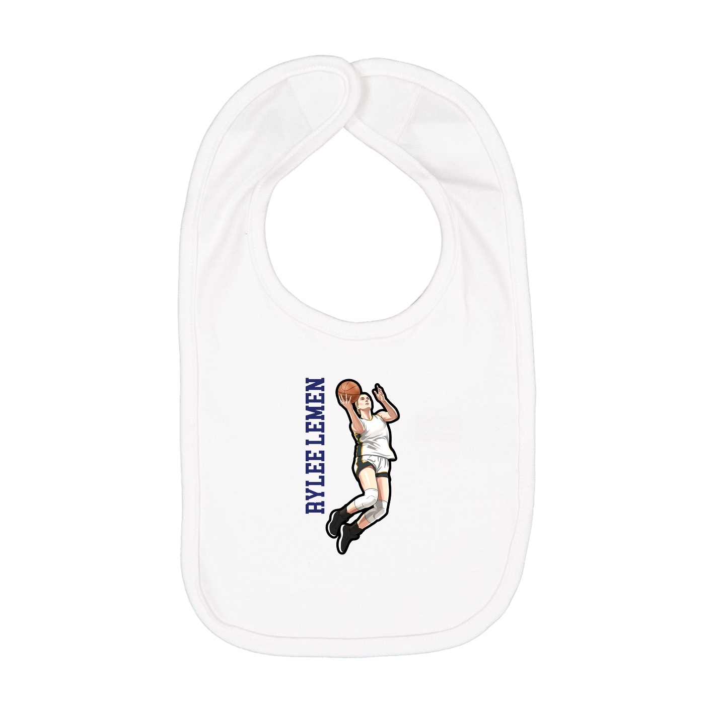 Infant Bib — Name Vertical in White