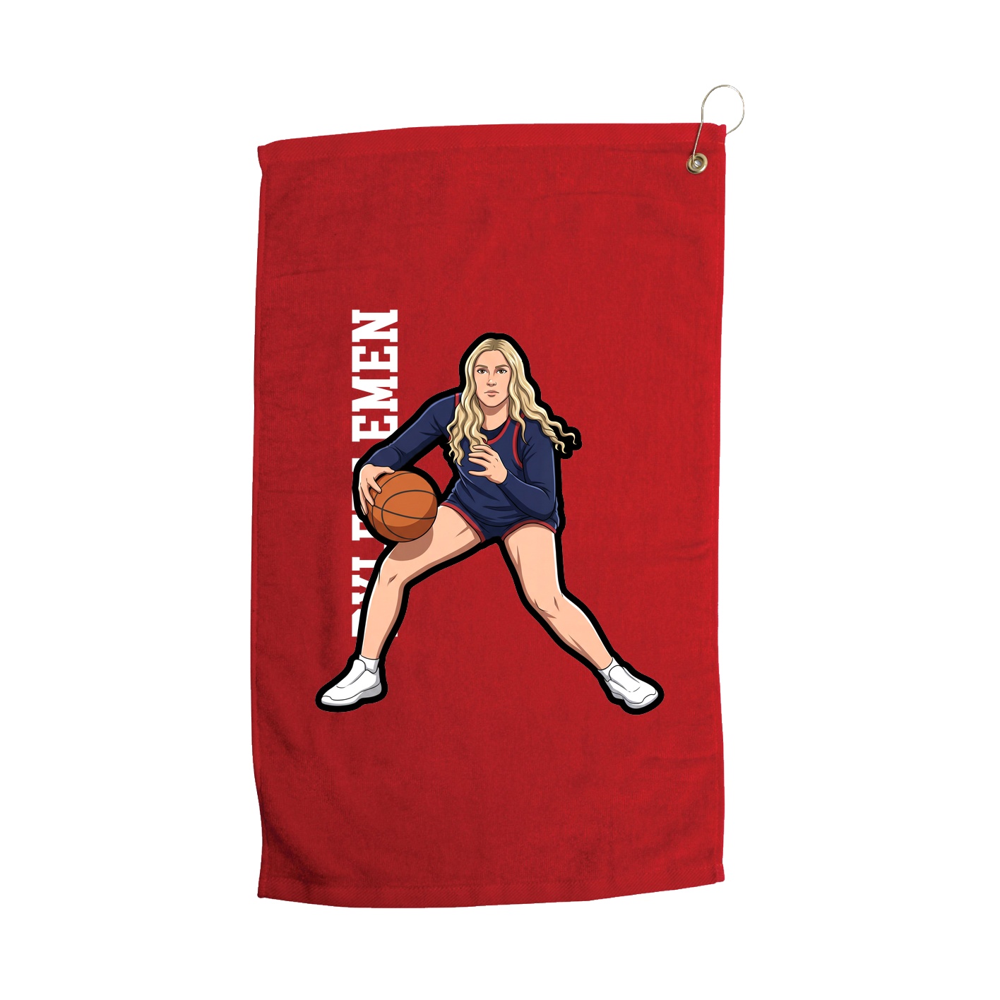 Golf Towel — Name Vertical in Red