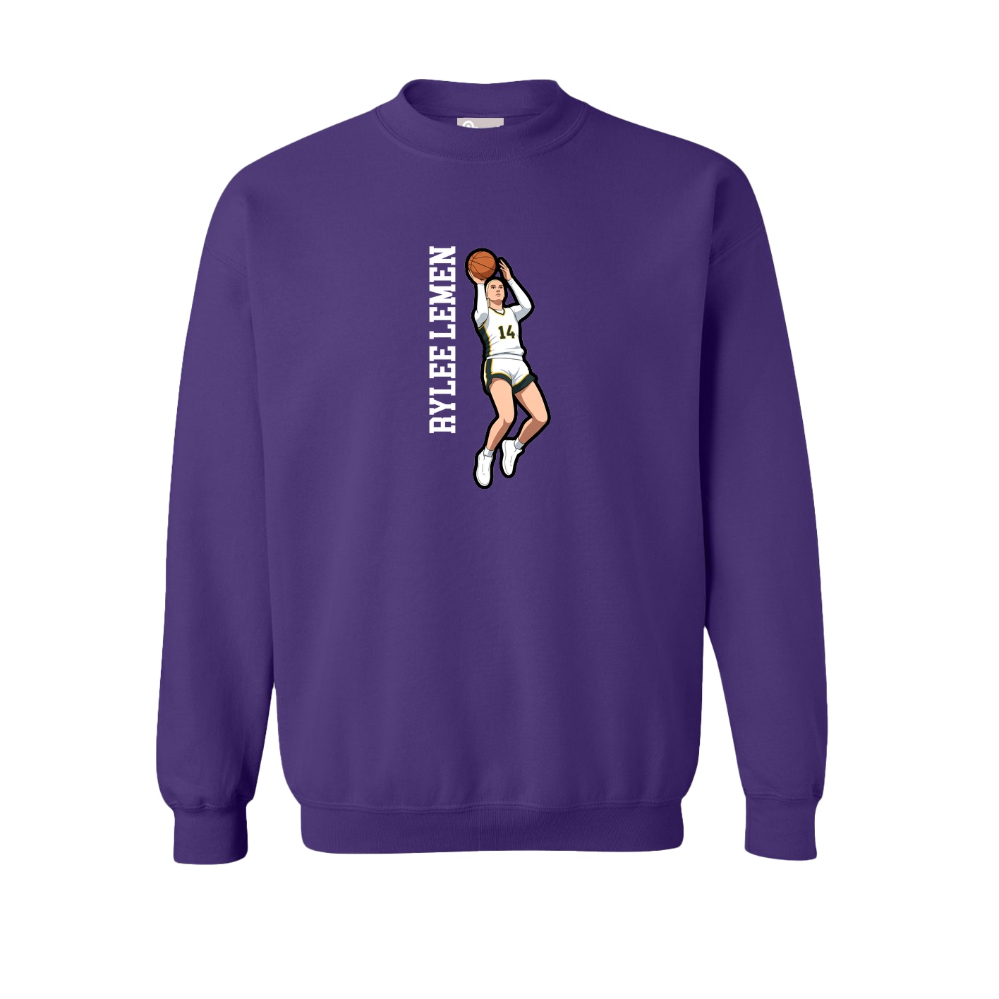 Fleece Crew — Name Vertical in Purple