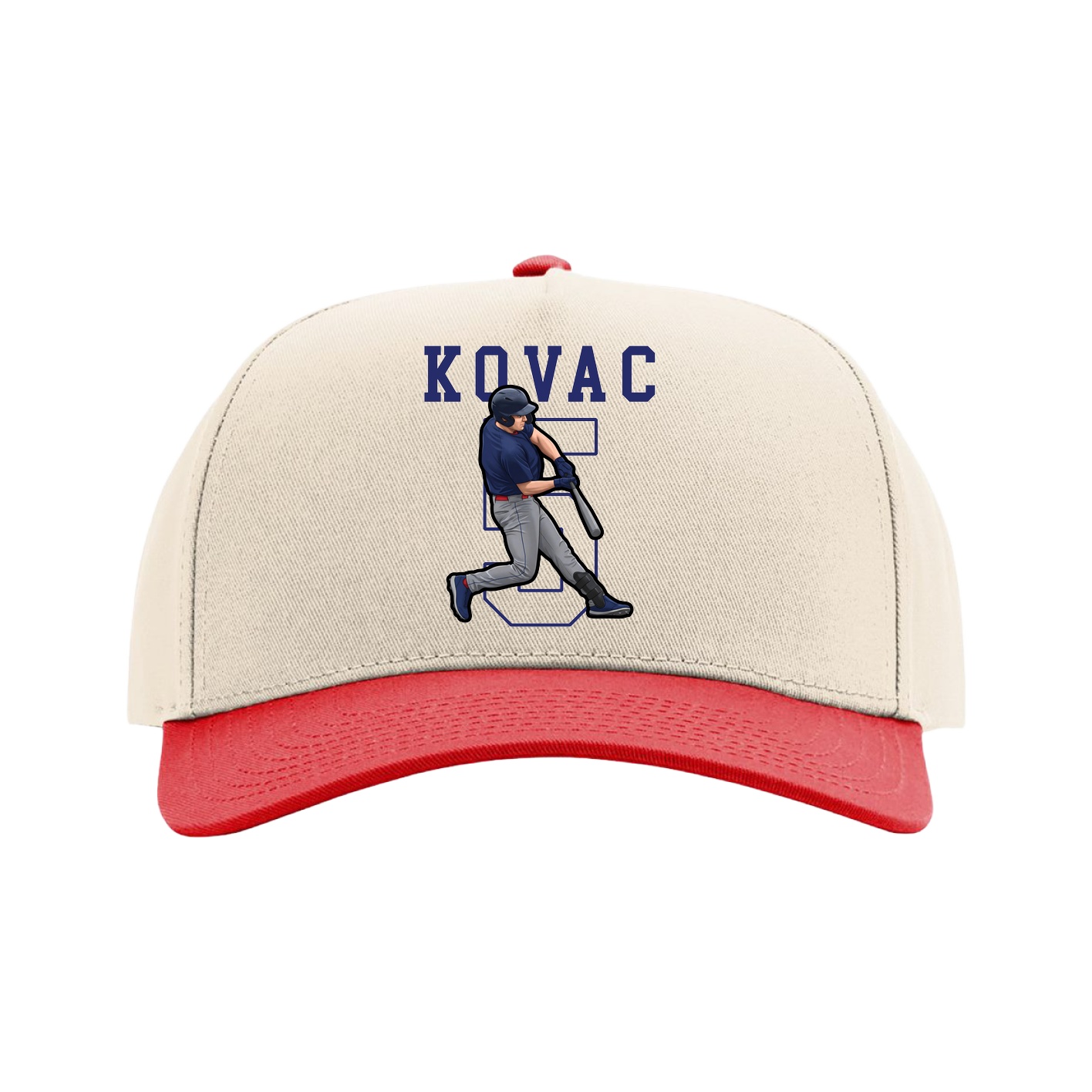 Full Fabric Five-Panel Champ Cap — Shirsey in Cream/Red