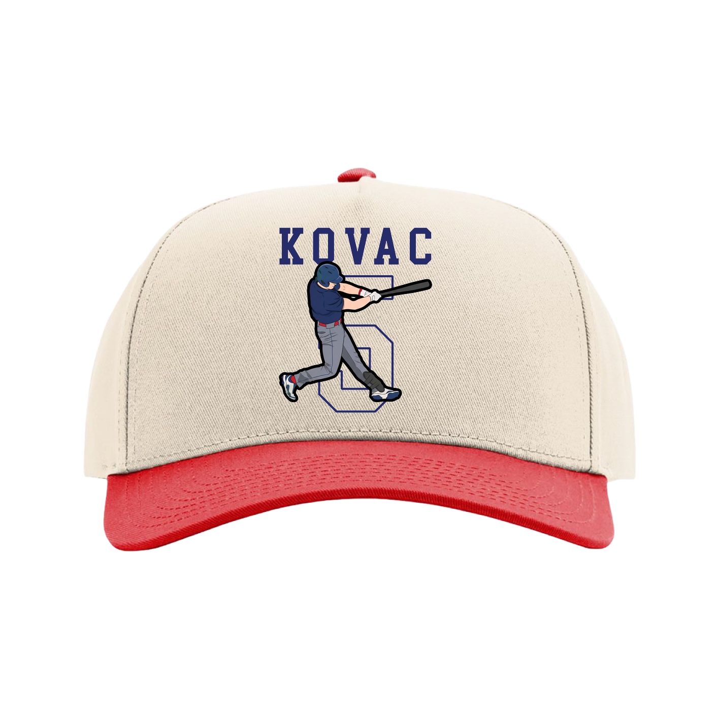 Full Fabric Five-Panel Champ Cap — Shirsey in Cream/Red