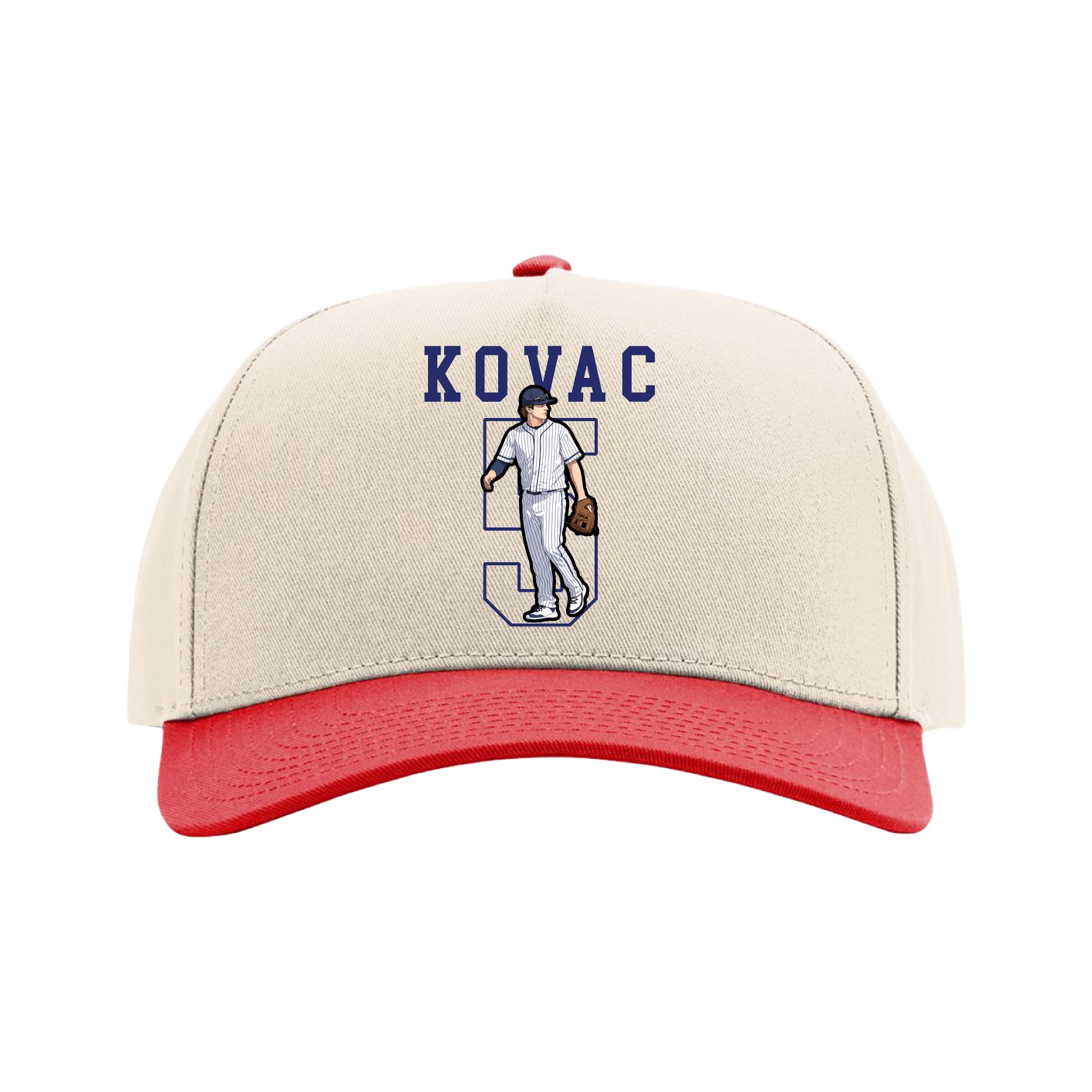 Full Fabric Five-Panel Champ Cap — Shirsey in Cream/Red