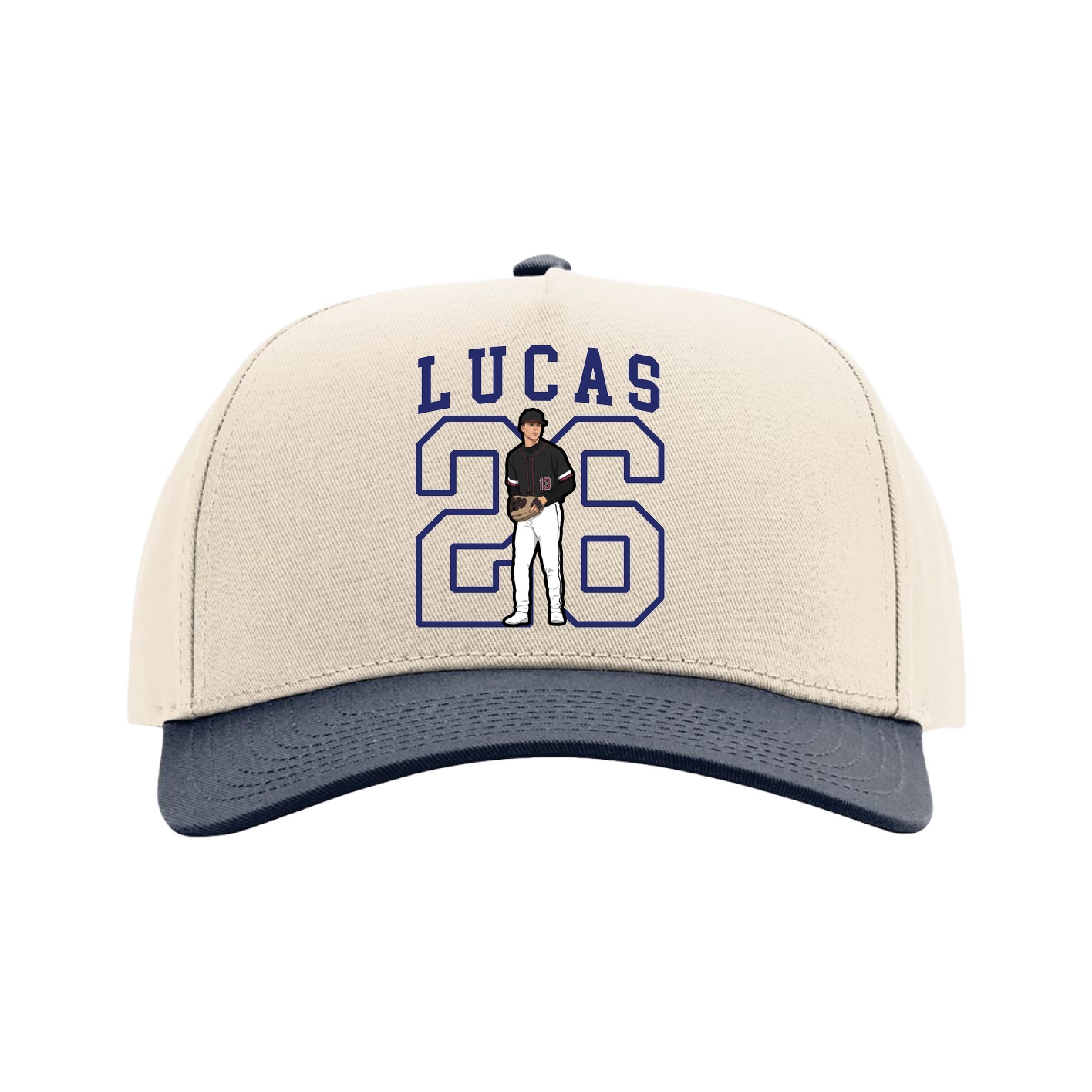 Full Fabric Five-Panel Champ Cap — Shirsey in Cream/Navy