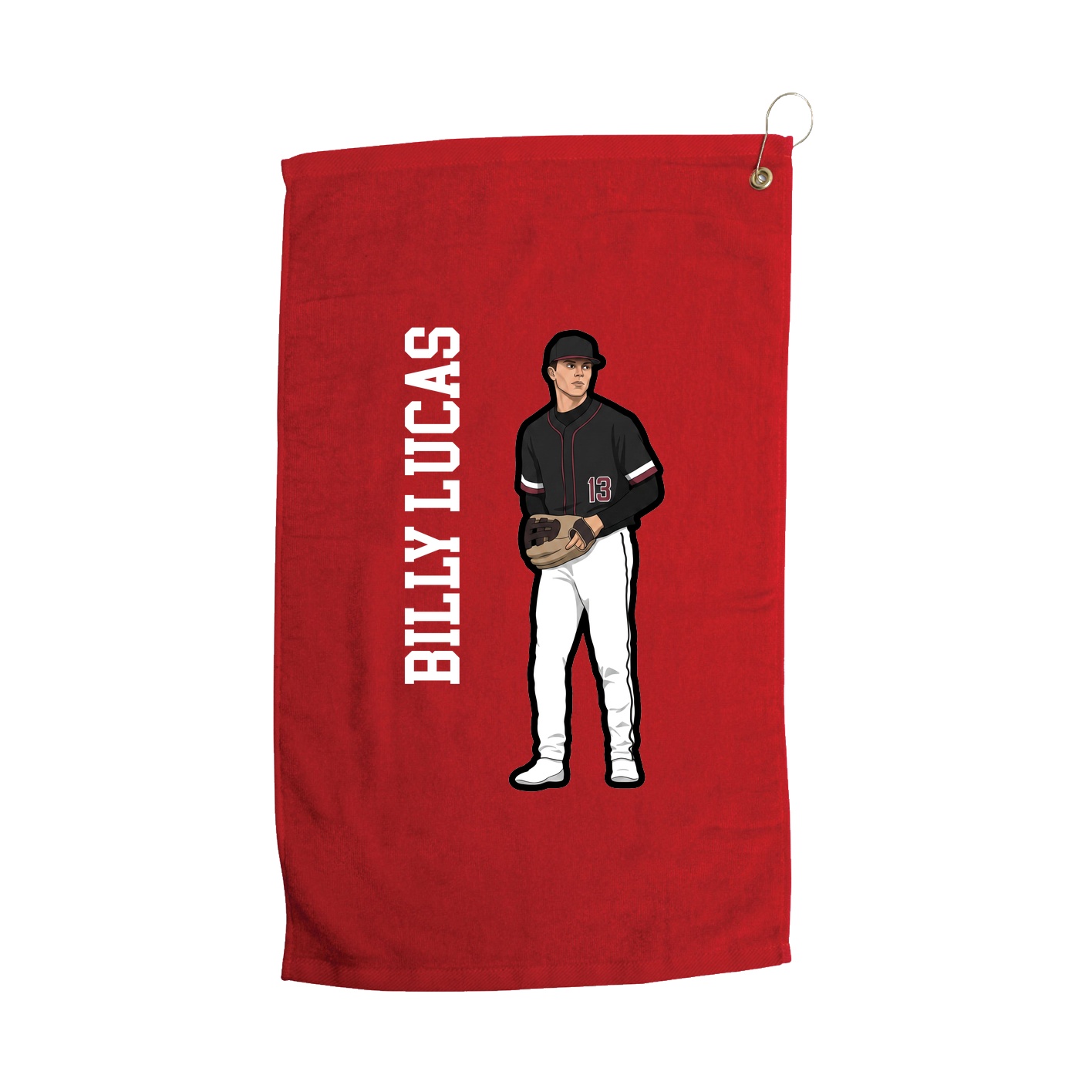 Golf Towel — Name Vertical in Red