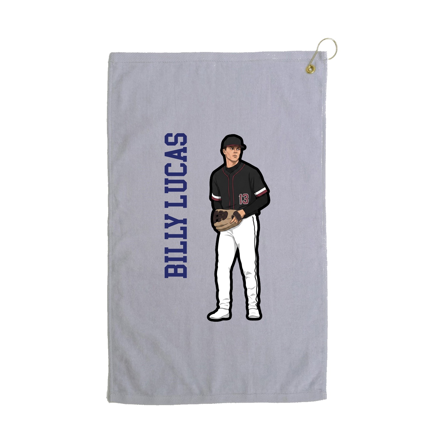 Golf Towel — Name Vertical in Grey