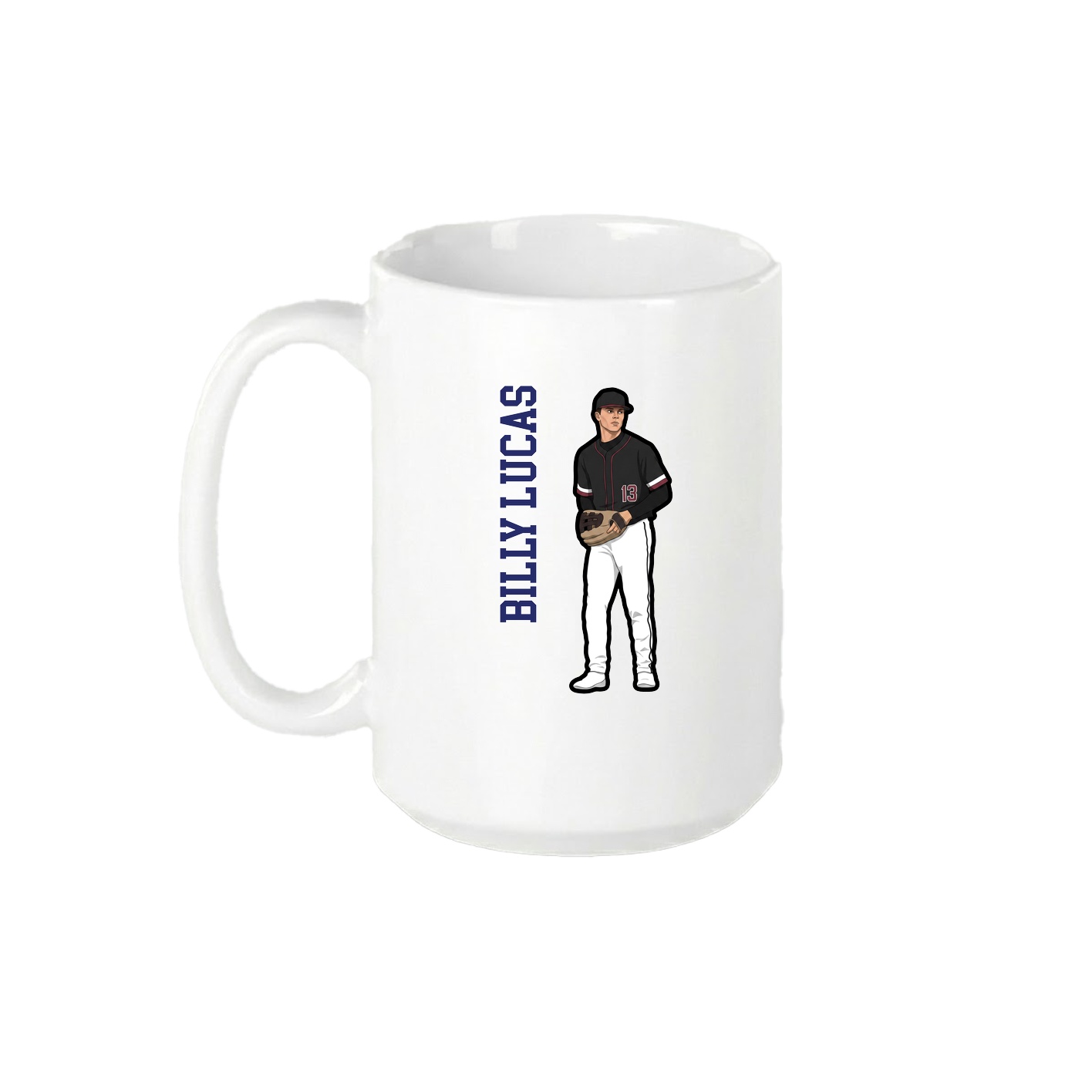 15oz Coffee Mug — Name Vertical in White