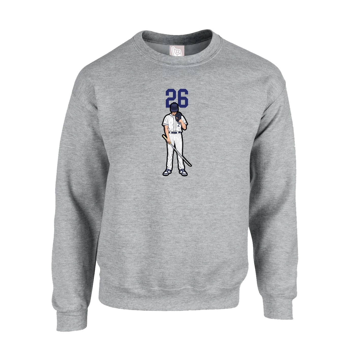 Fleece Crew — Number Top in Grey