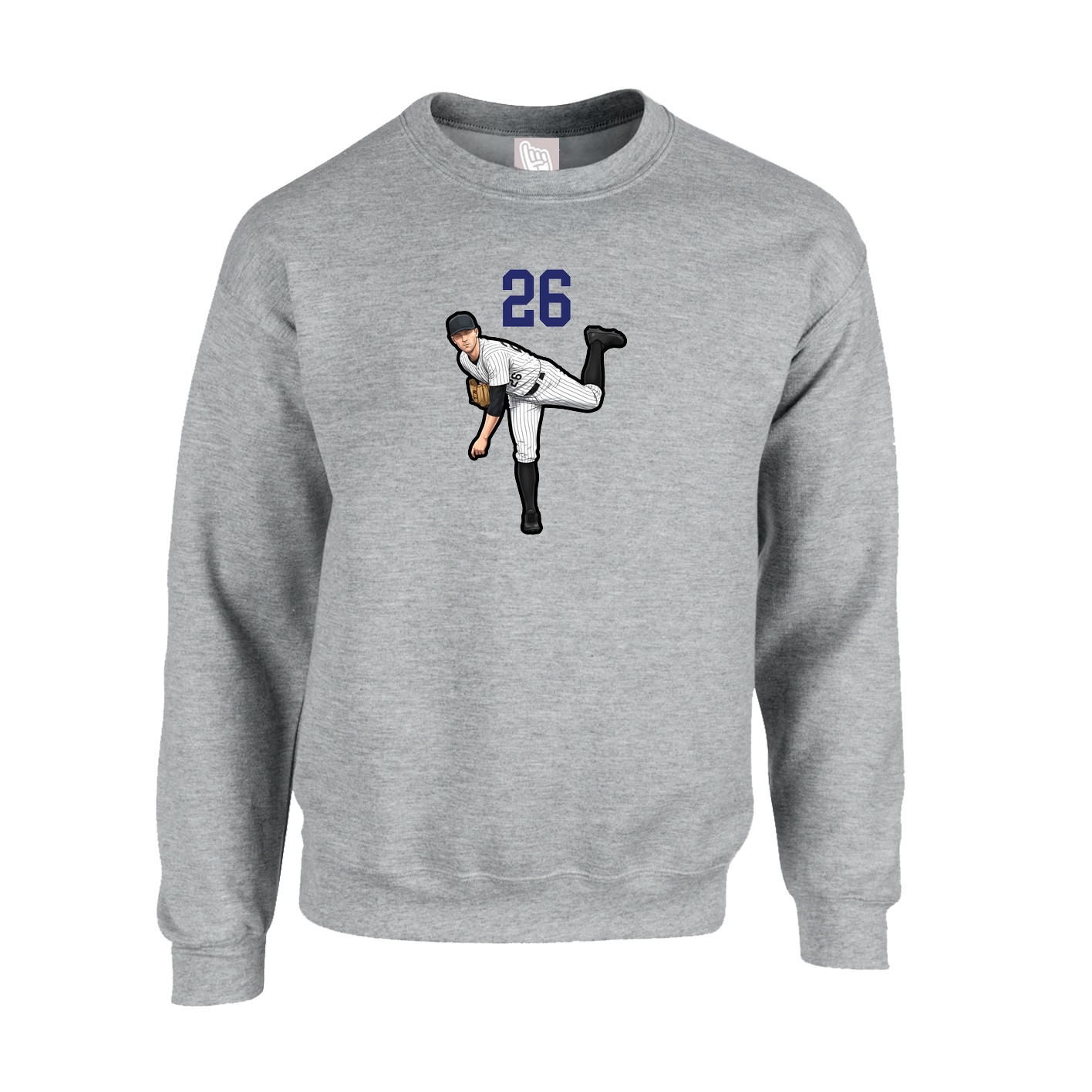Fleece Crew — Number Top in Grey