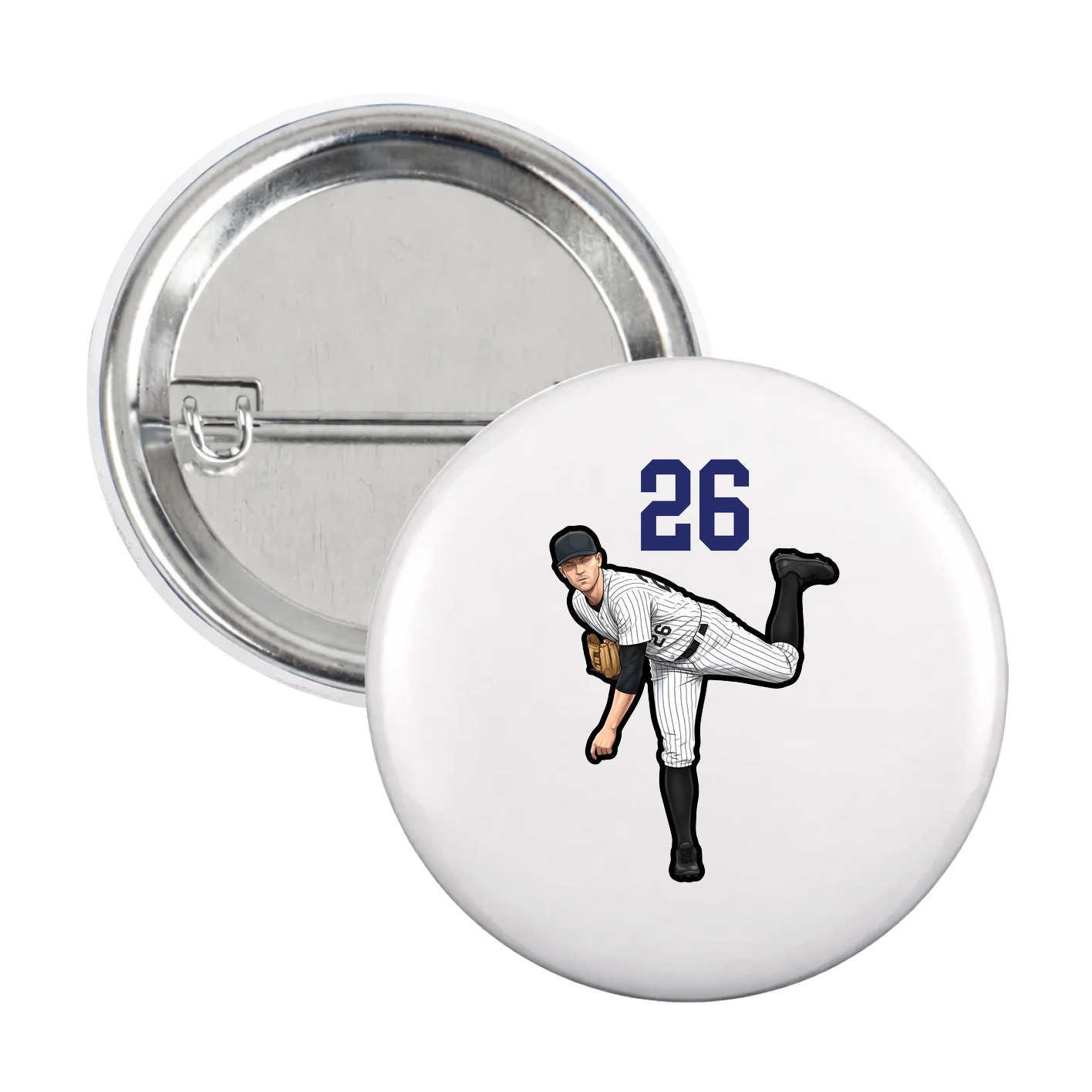 Game Day Button — Number Top in White