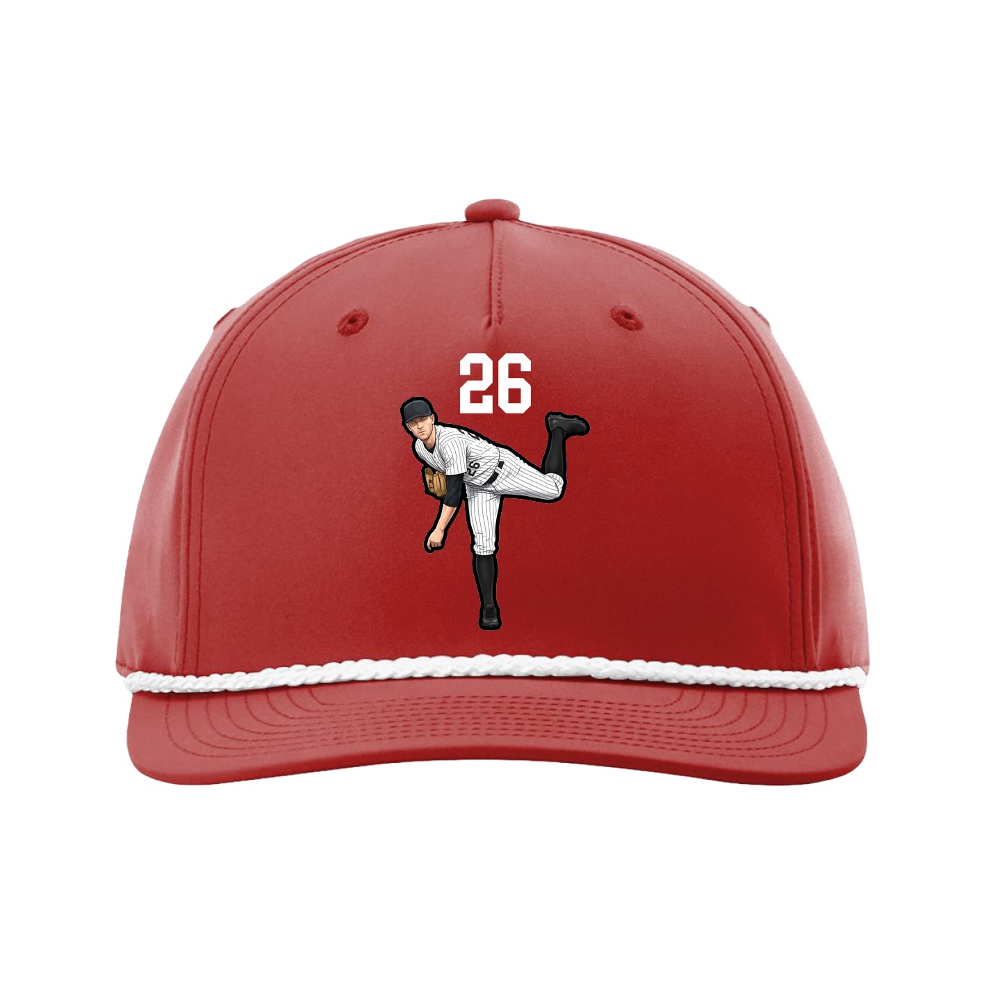 Five-Panel Classic Rope Cap — Number Top in Red