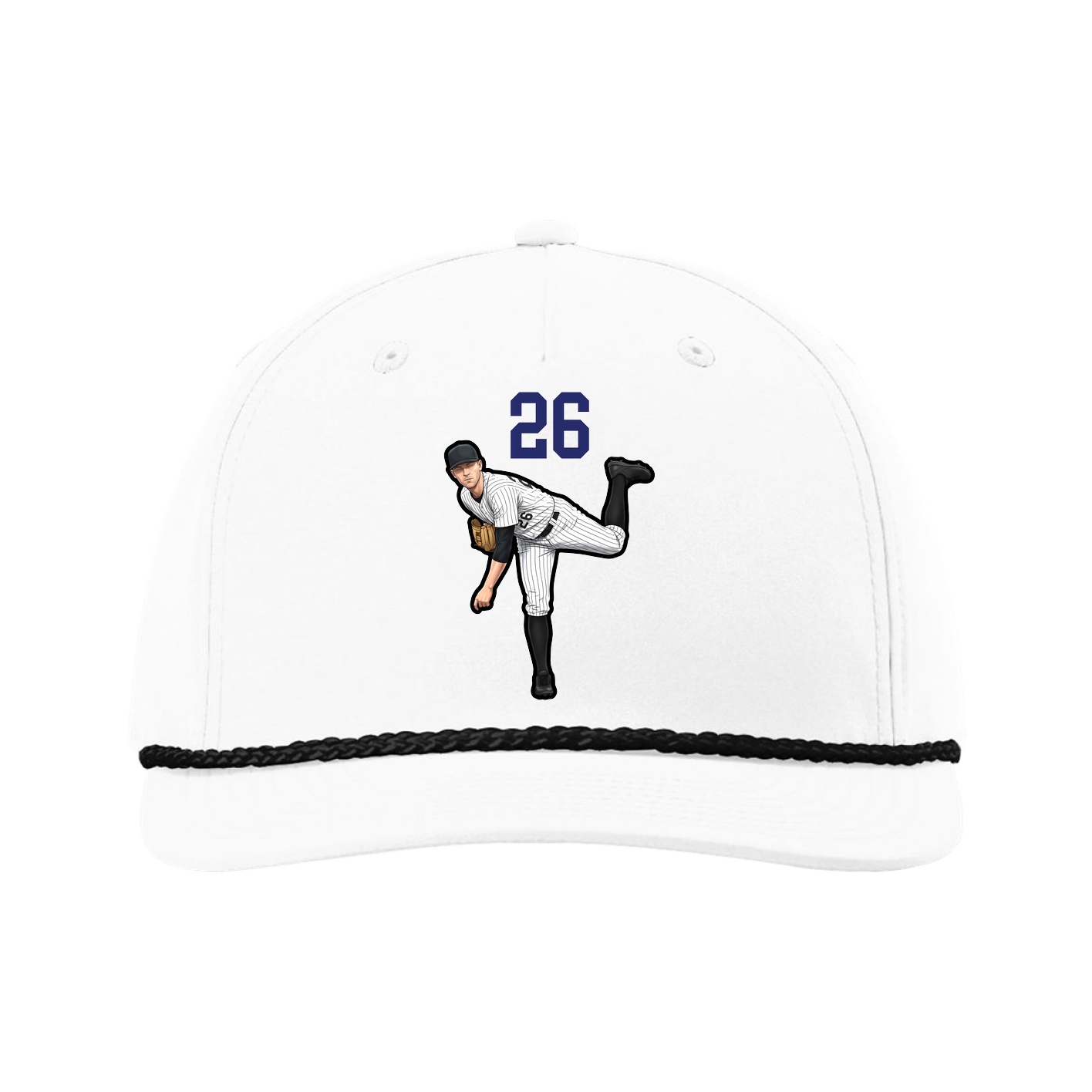 Five-Panel Classic Rope Cap — Number Top in White