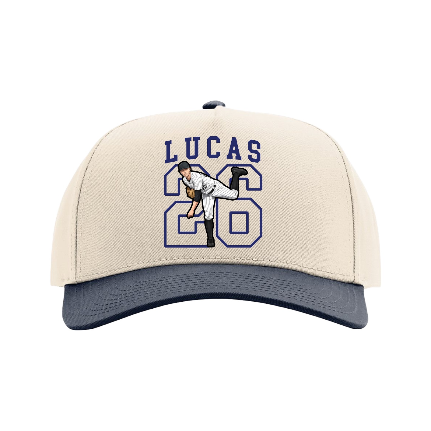 Full Fabric Five-Panel Champ Cap — Shirsey in Cream/Navy
