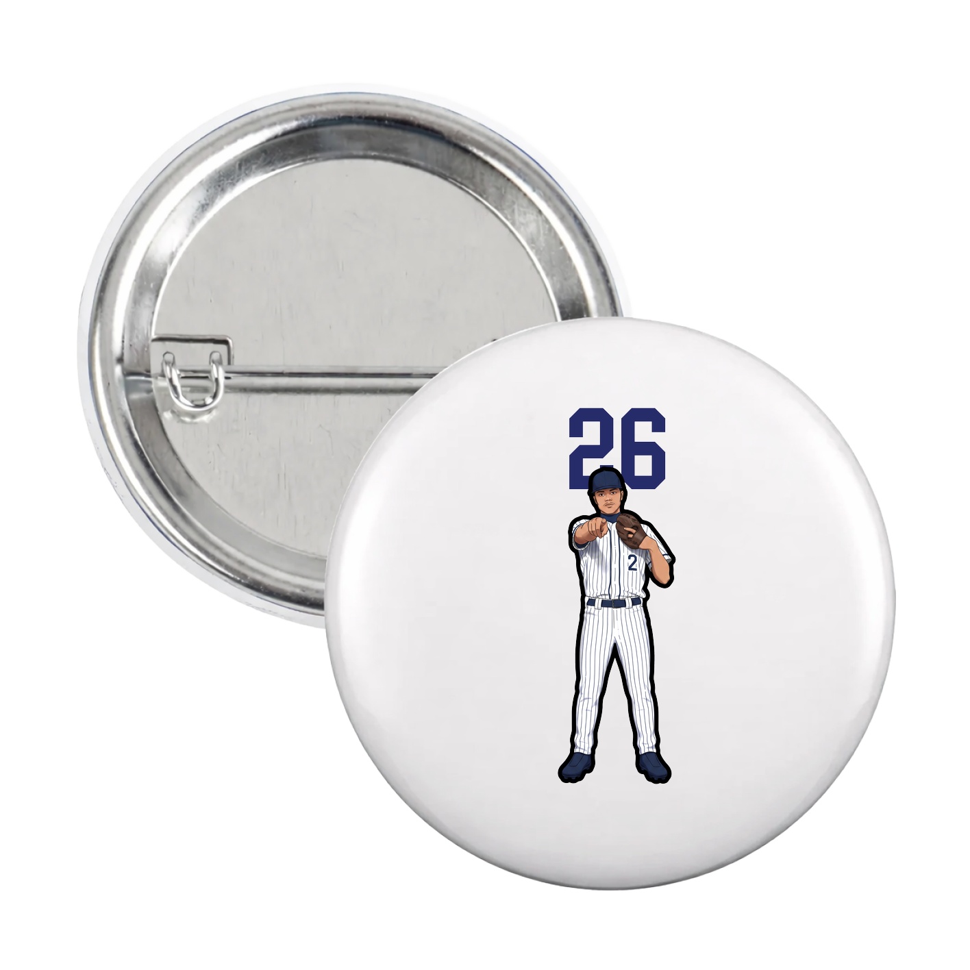 Game Day Button — Number Top in White