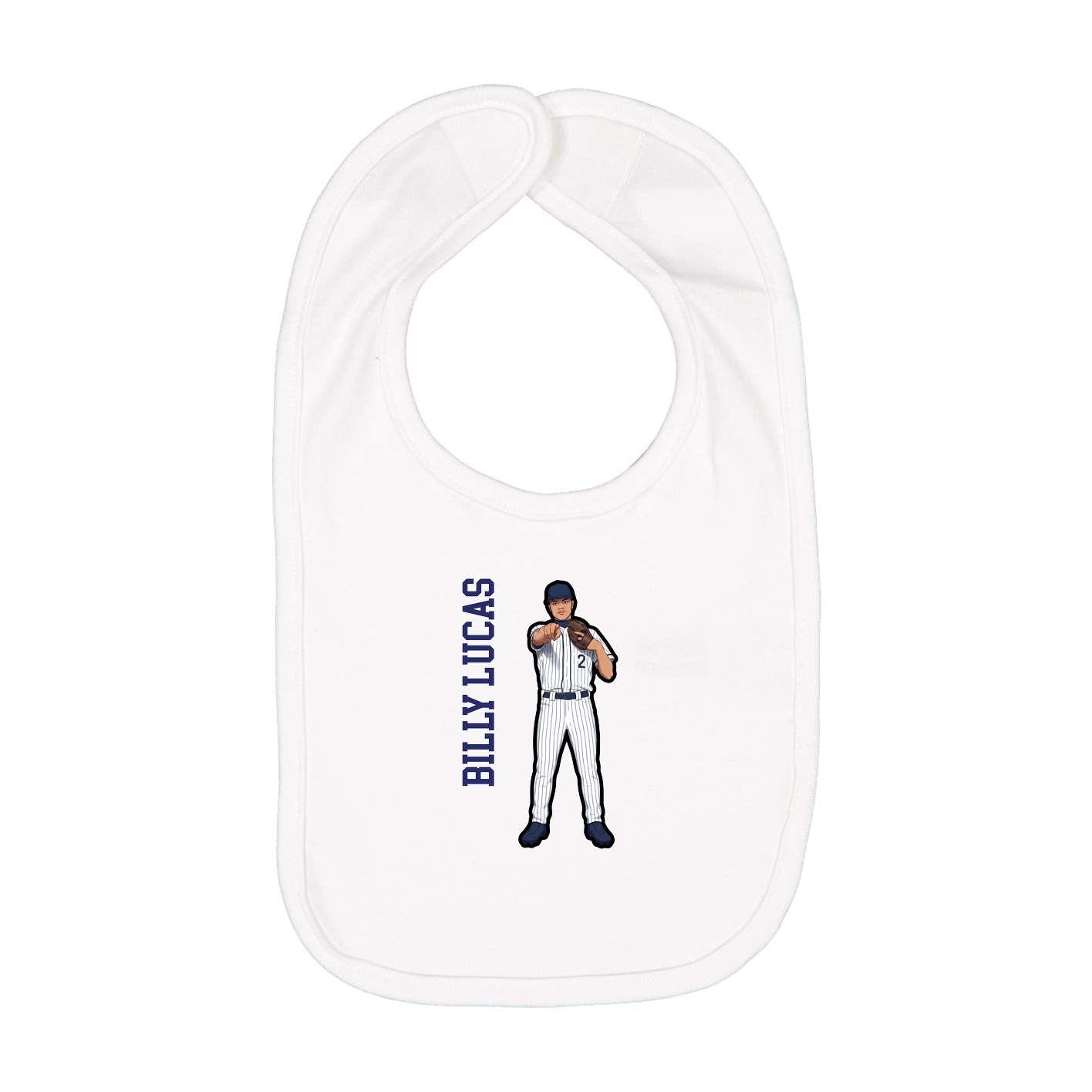 Infant Bib — Name Vertical in White