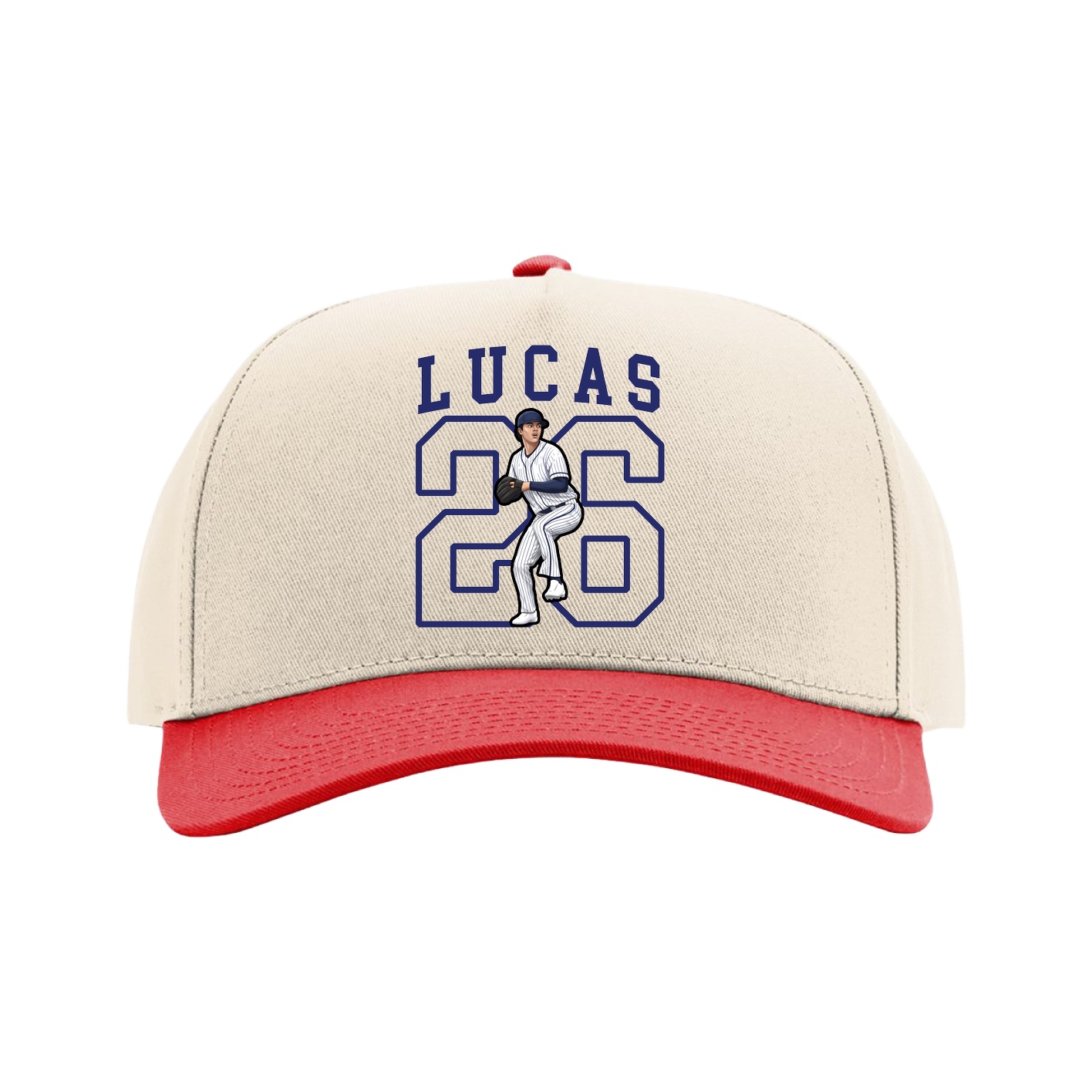 Full Fabric Five-Panel Champ Cap — Shirsey in Cream/Red