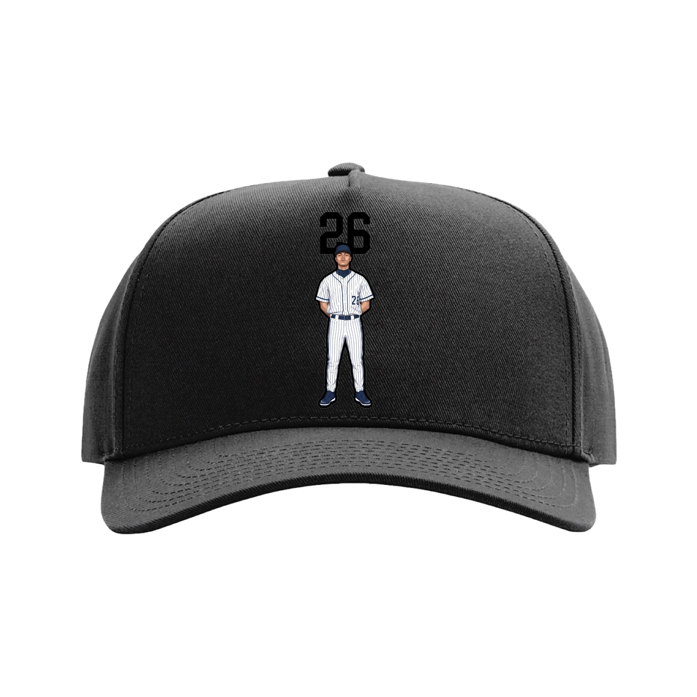 Full Fabric Five-Panel Champ Cap — Number Top in Black
