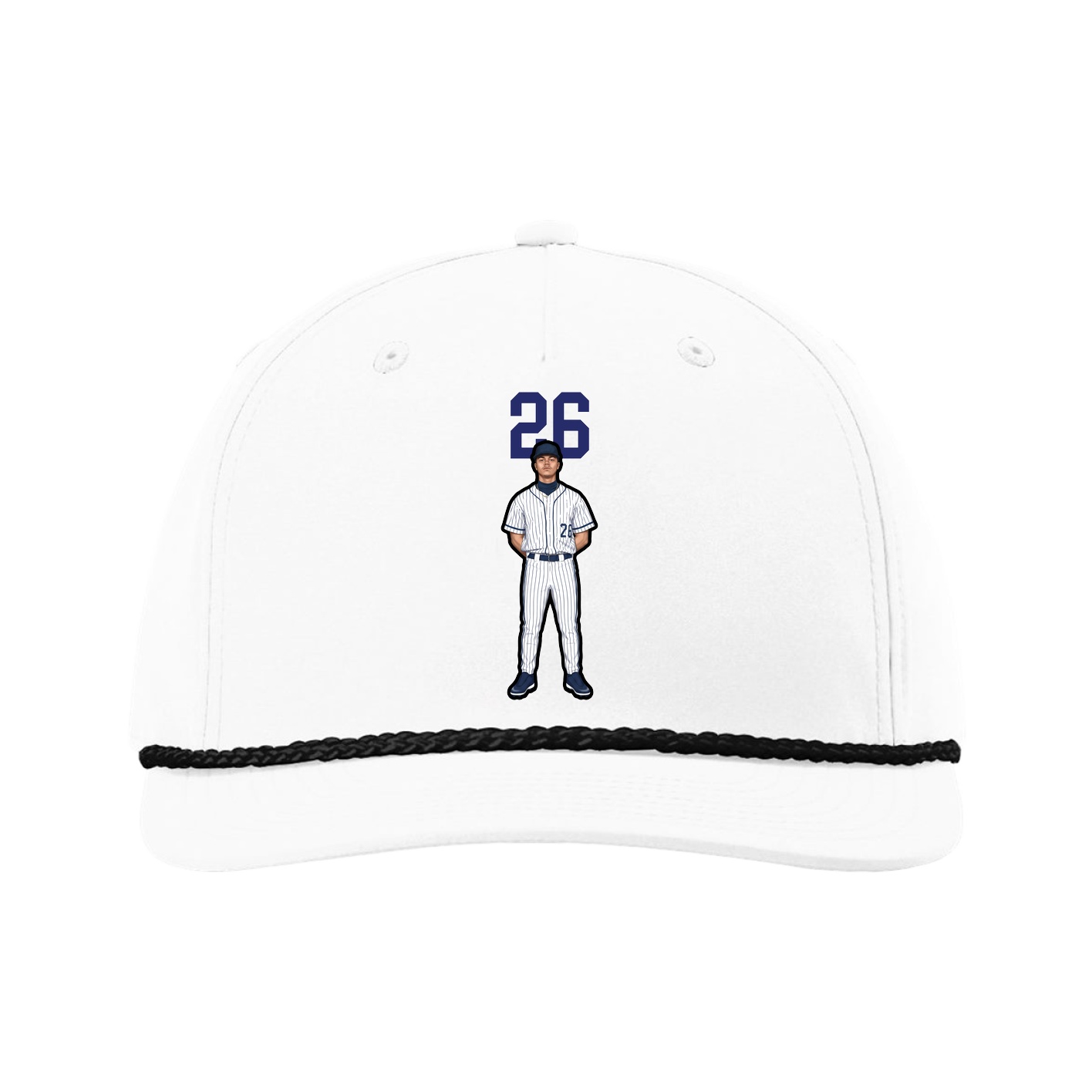 Five-Panel Classic Rope Cap — Number Top in White