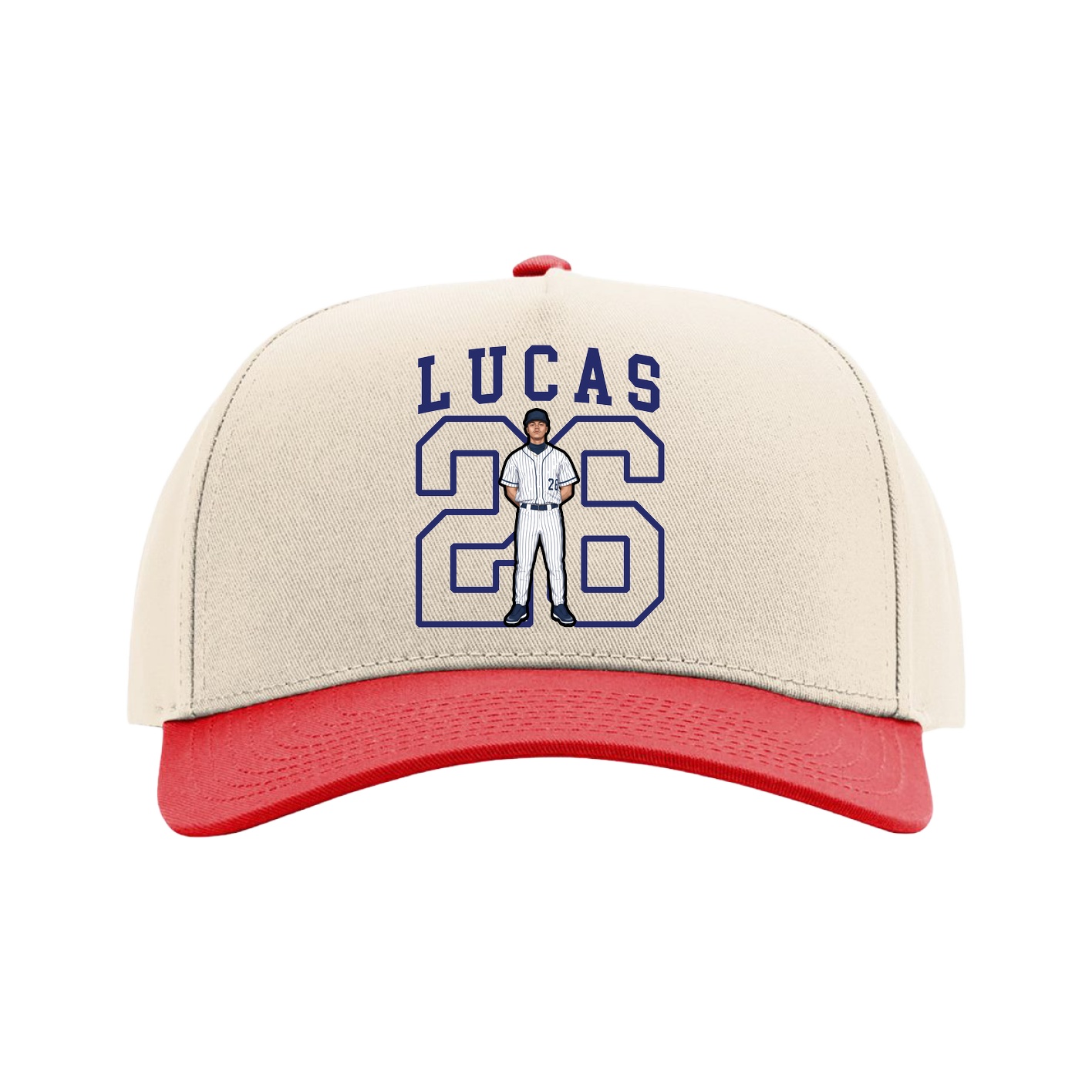 Full Fabric Five-Panel Champ Cap — Shirsey in Cream/Red