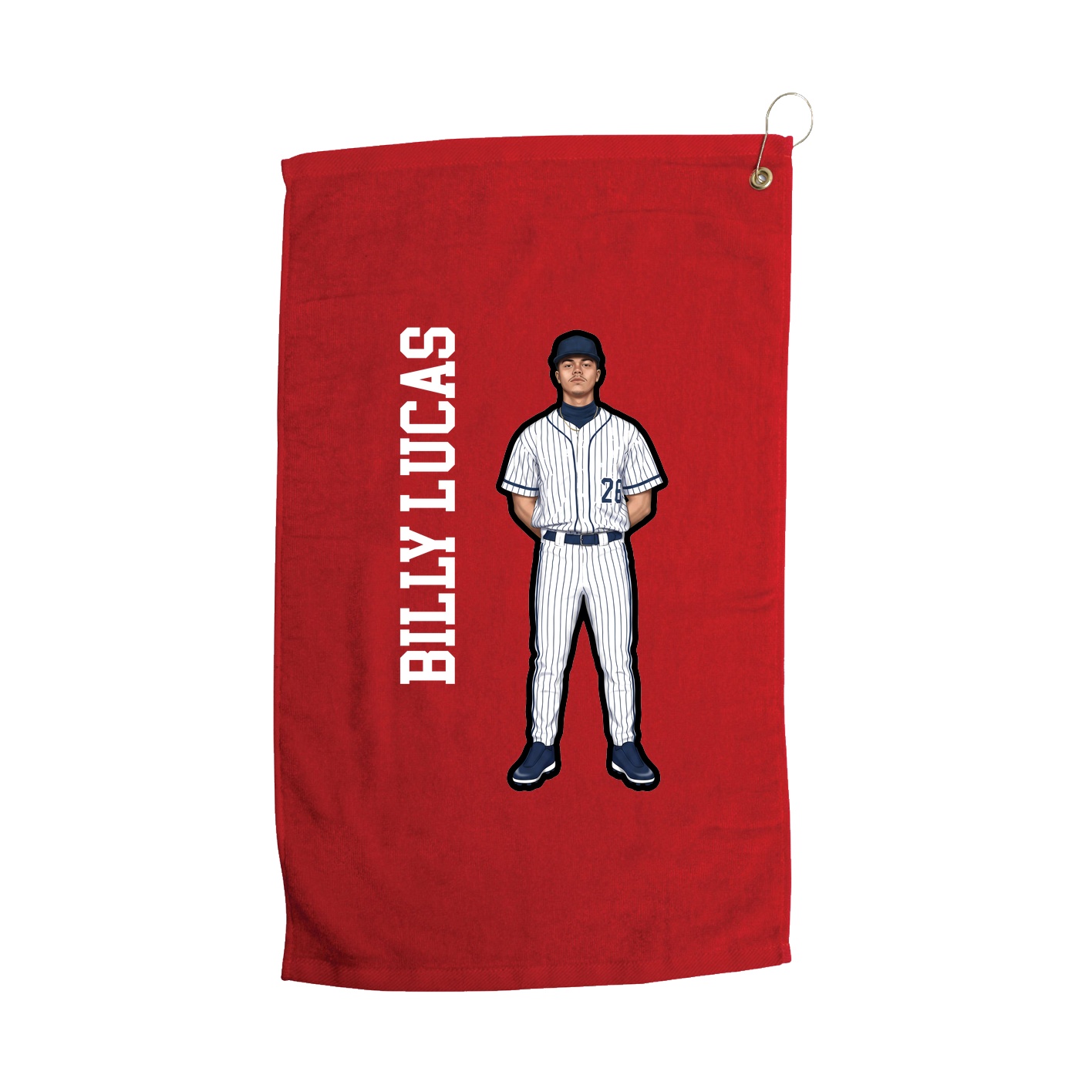 Golf Towel — Name Vertical in Red