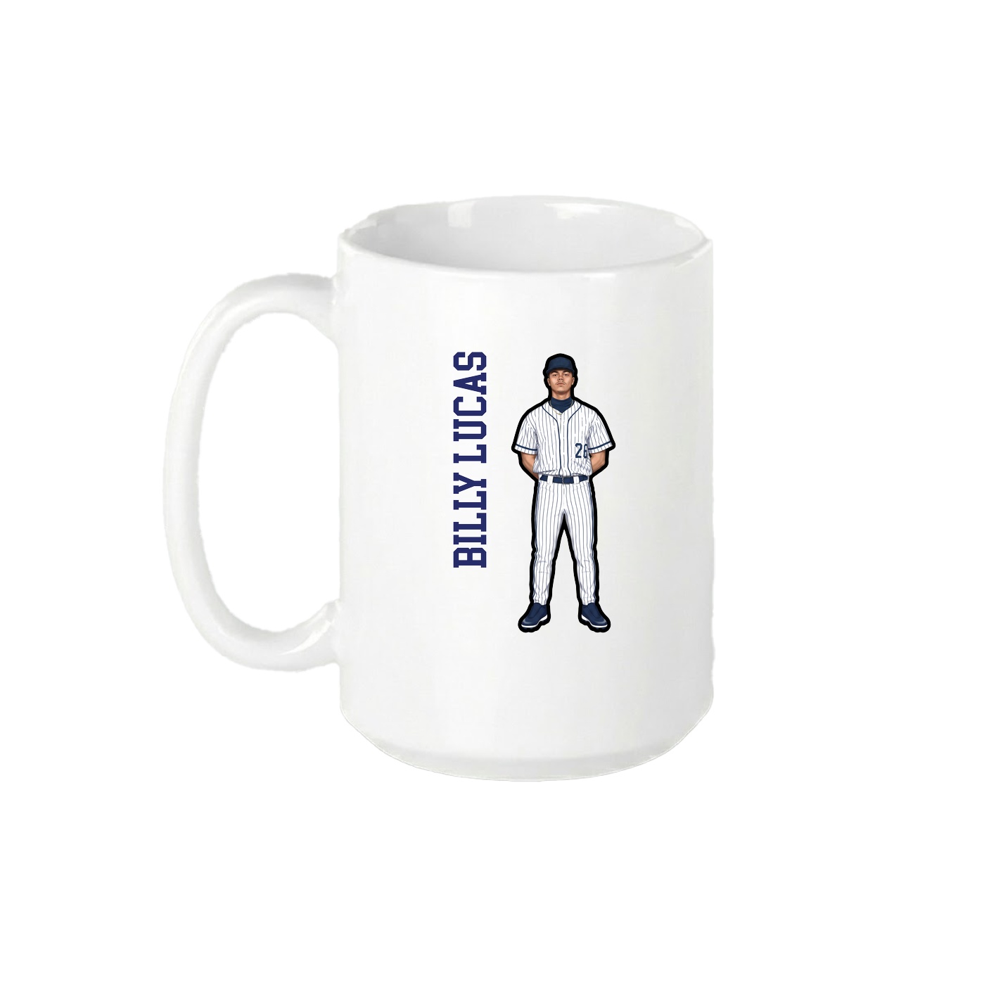 15oz Coffee Mug — Name Vertical in White