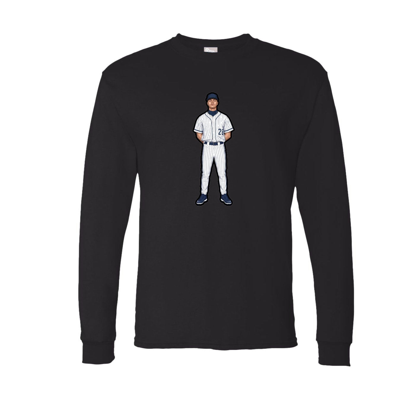 Long Sleeve Tee — Name Vertical in Black