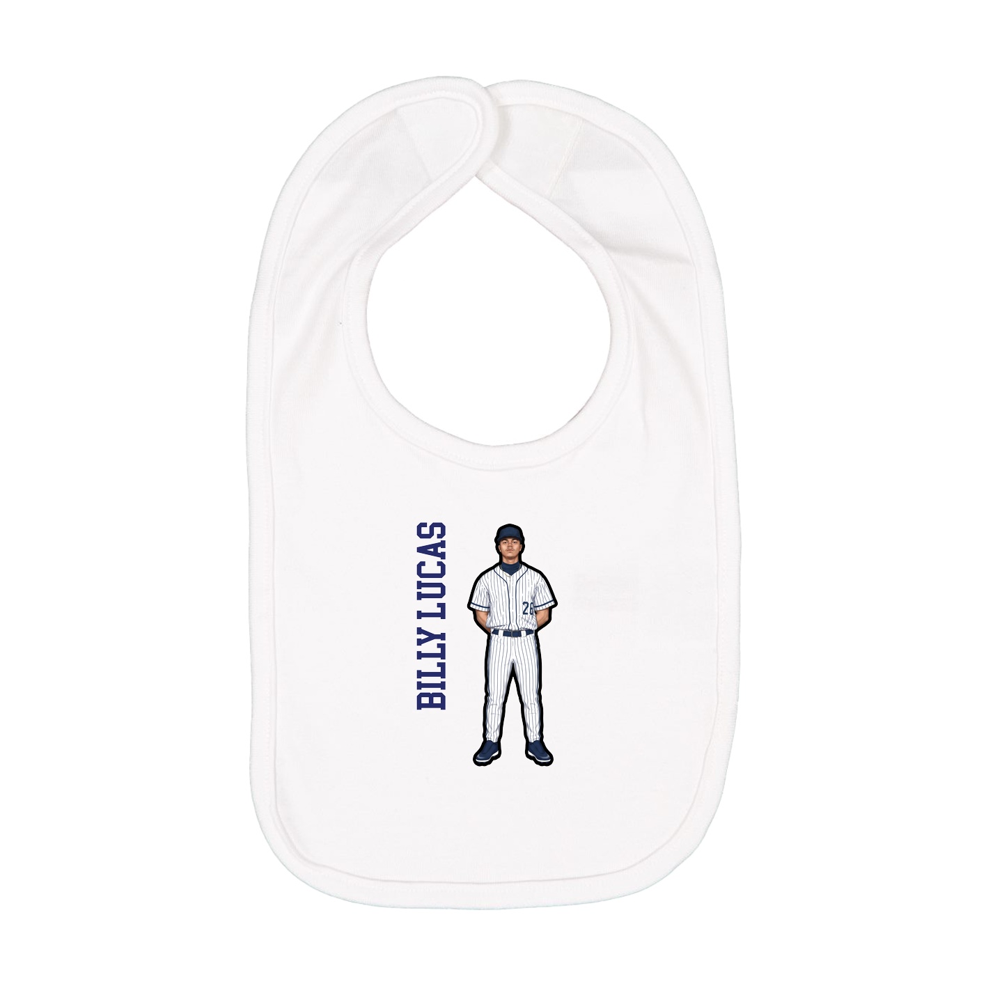 Infant Bib — Name Vertical in White
