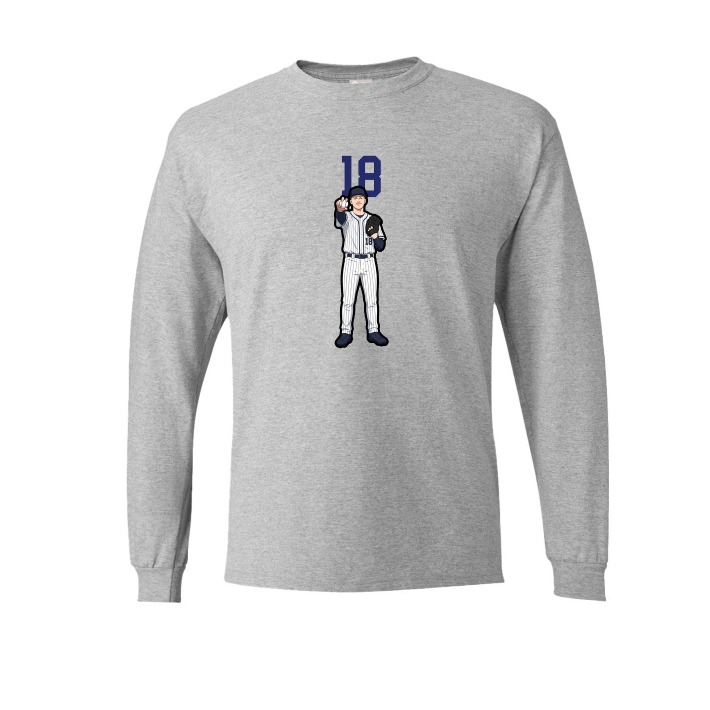 Long Sleeve Tee — Number Top in Grey