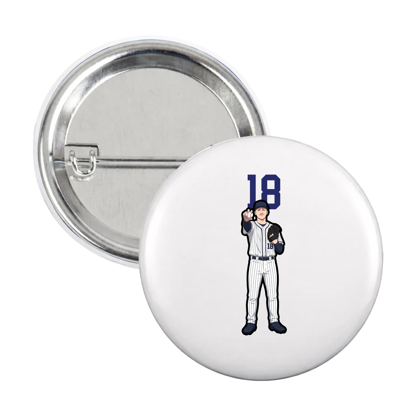 Game Day Button — Number Top in White