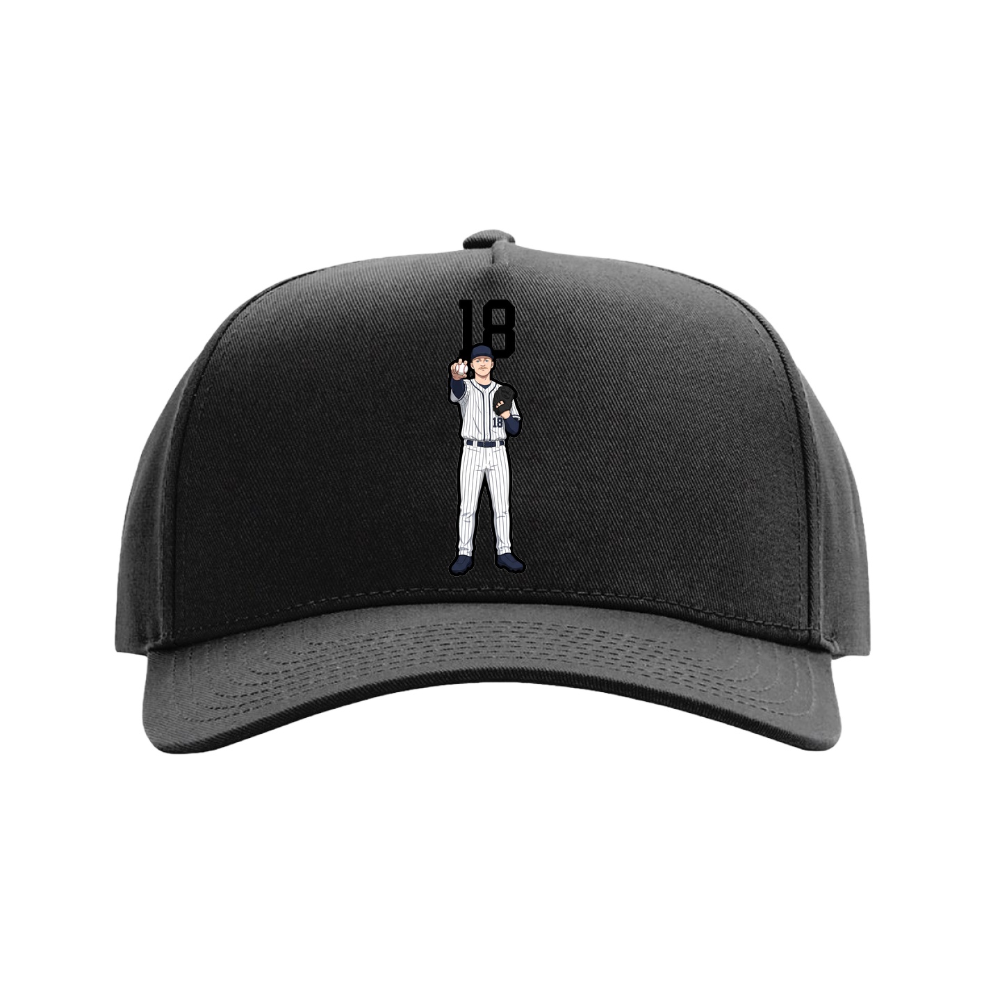 Full Fabric Five-Panel Champ Cap — Number Top in Black