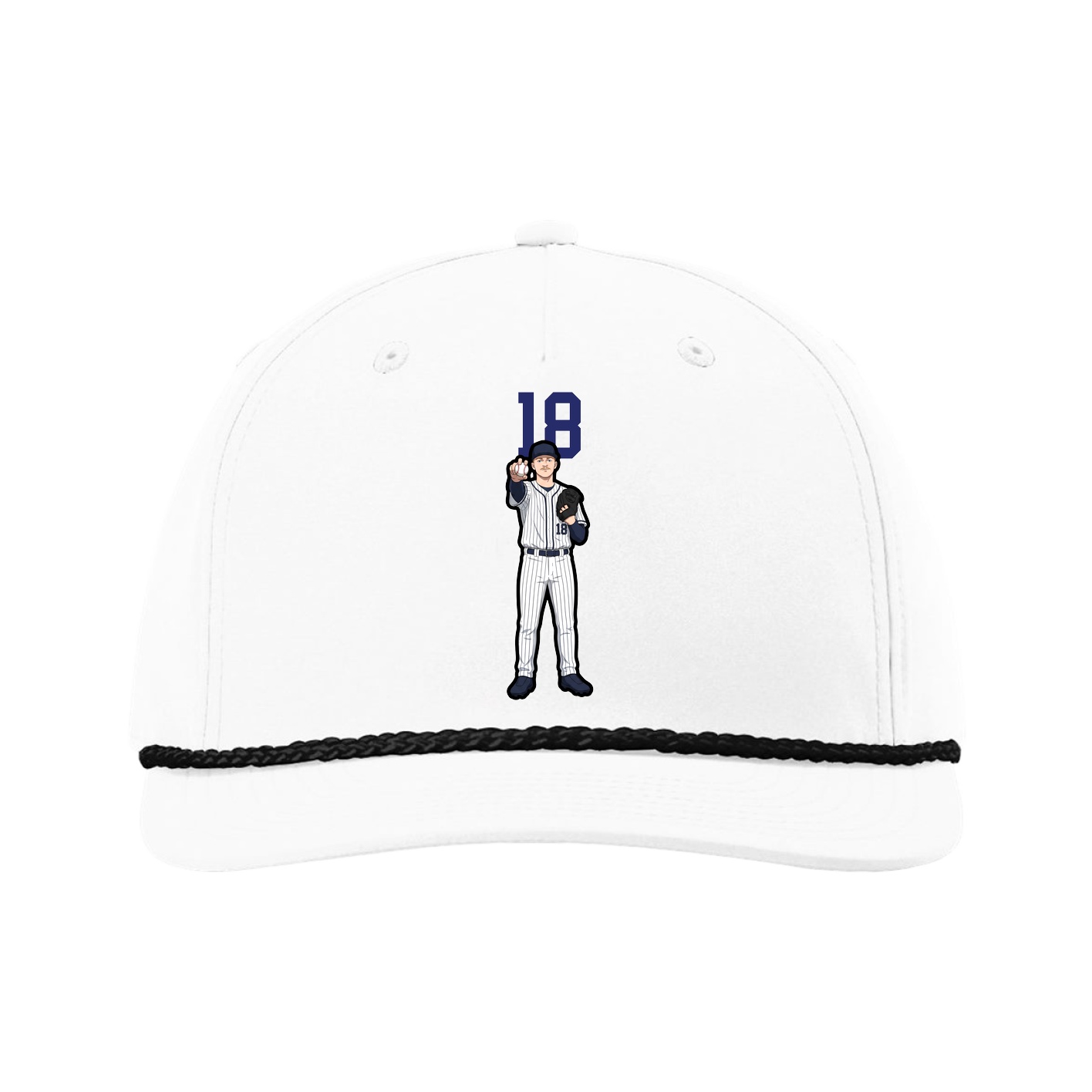 Five-Panel Classic Rope Cap — Number Top in White
