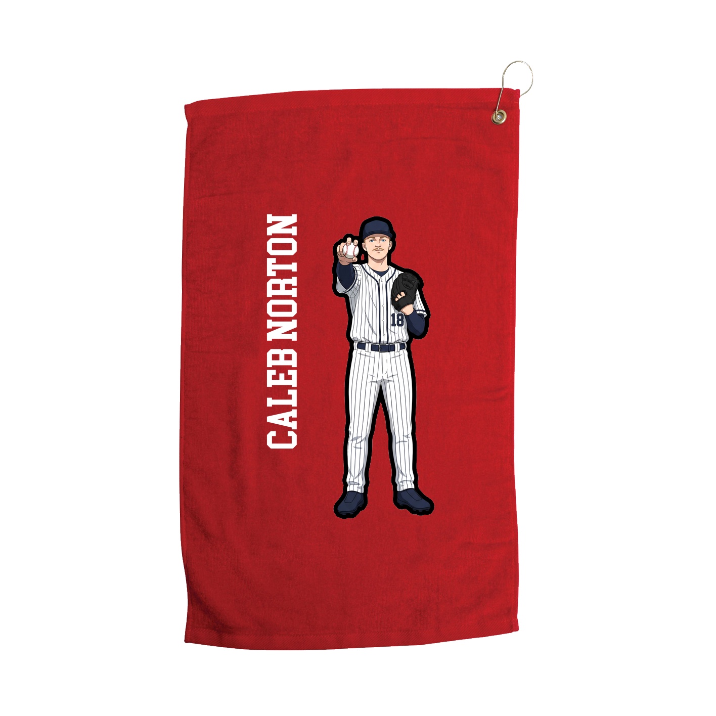 Golf Towel — Name Vertical in Red