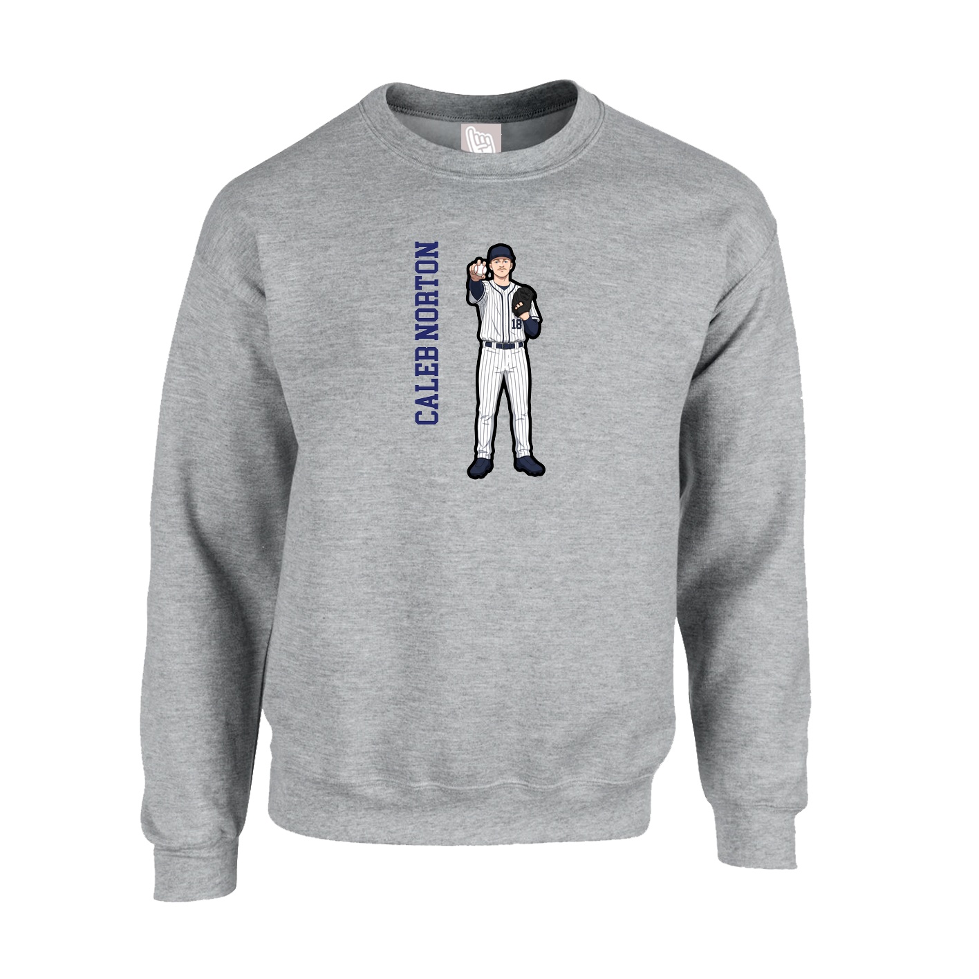 Fleece Crew — Name Vertical in Grey
