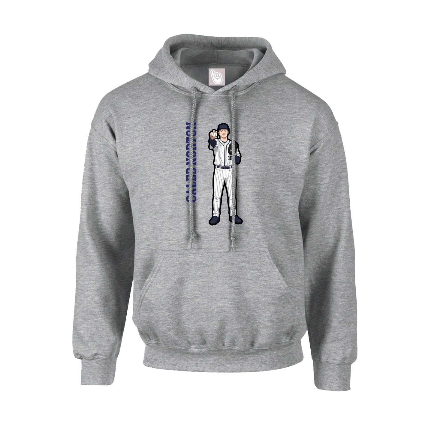 Youth Hoodie — Name Vertical in Grey
