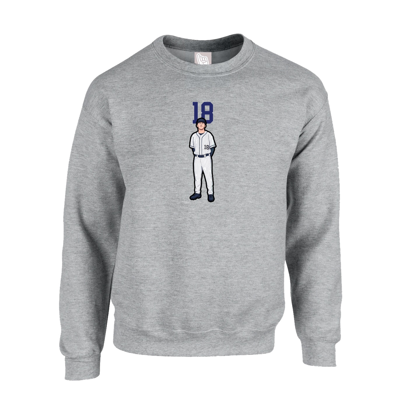 Fleece Crew — Number Top in Grey