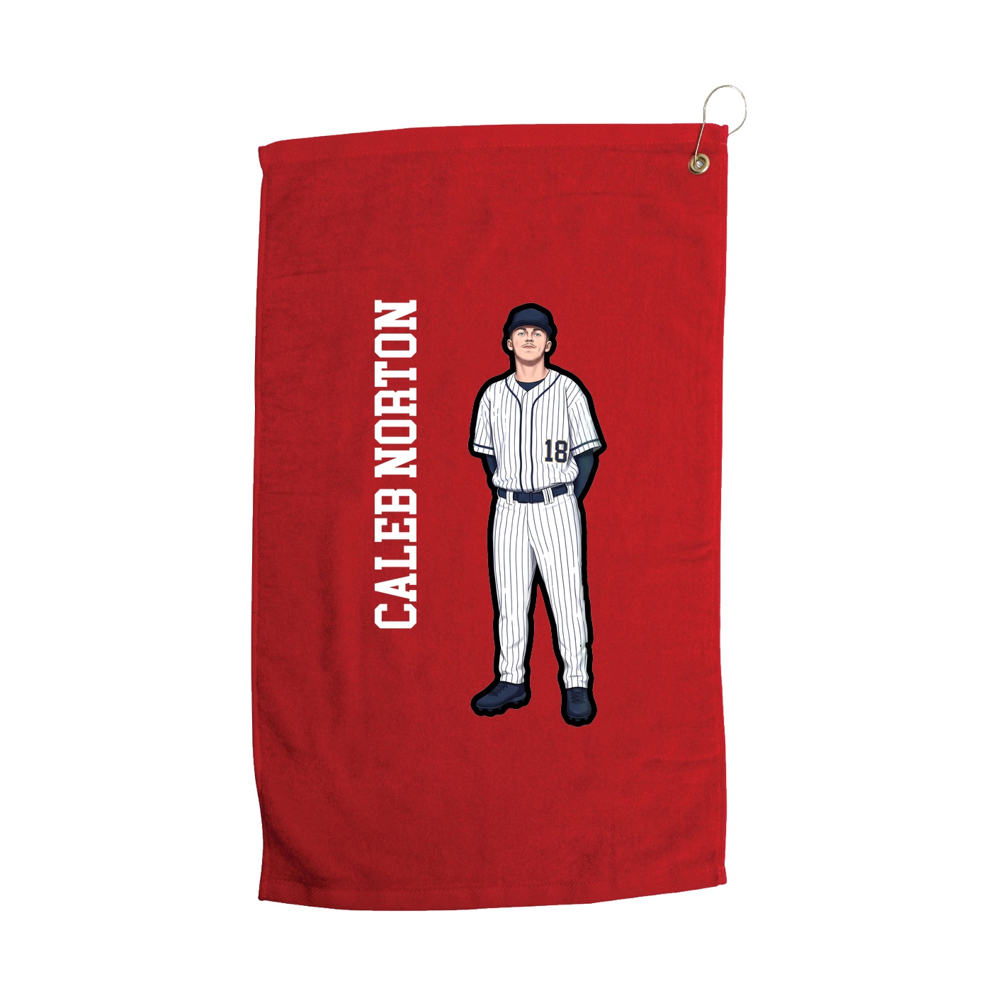 Golf Towel — Name Vertical in Red
