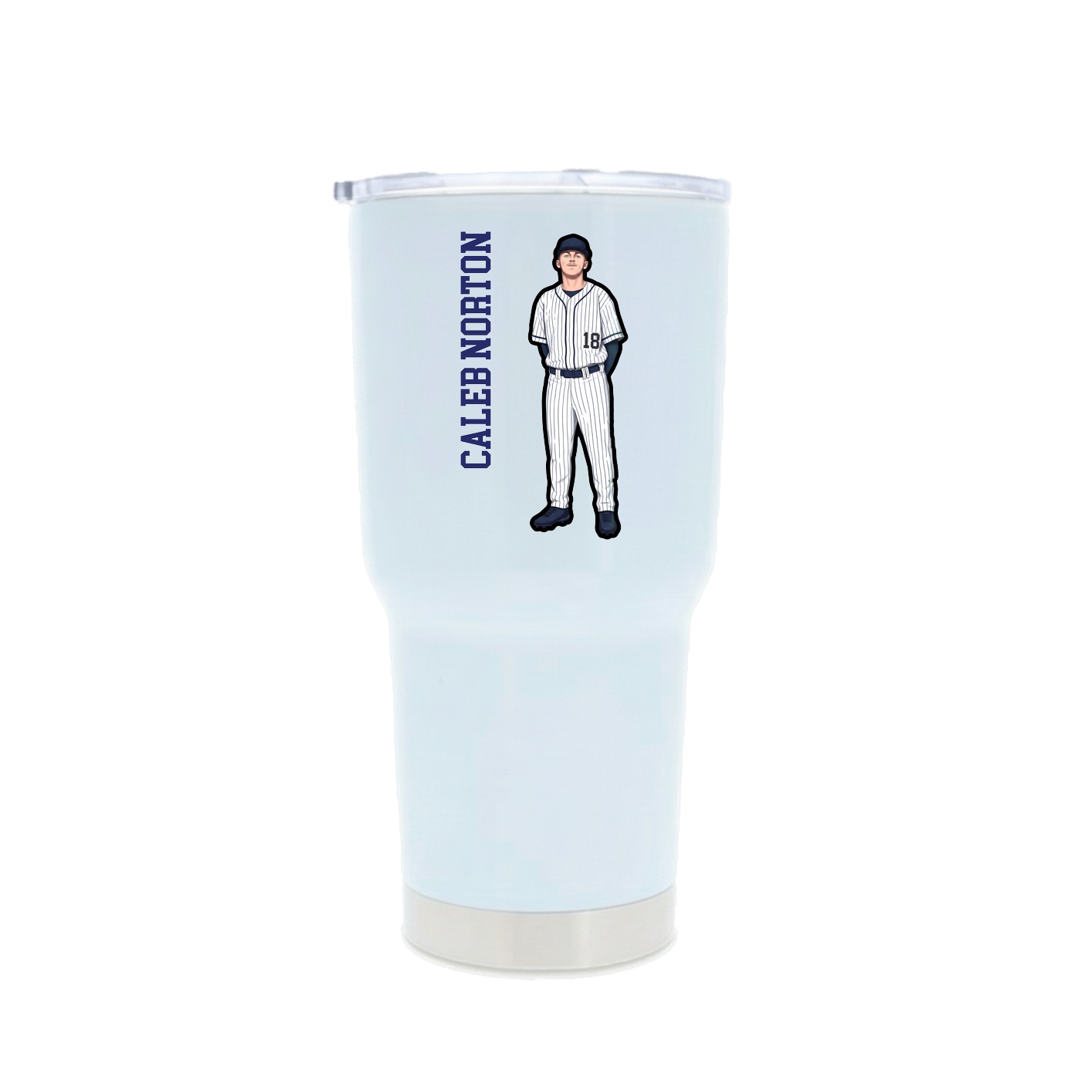 30oz Stainless Steel Tumbler — Name Vertical in White