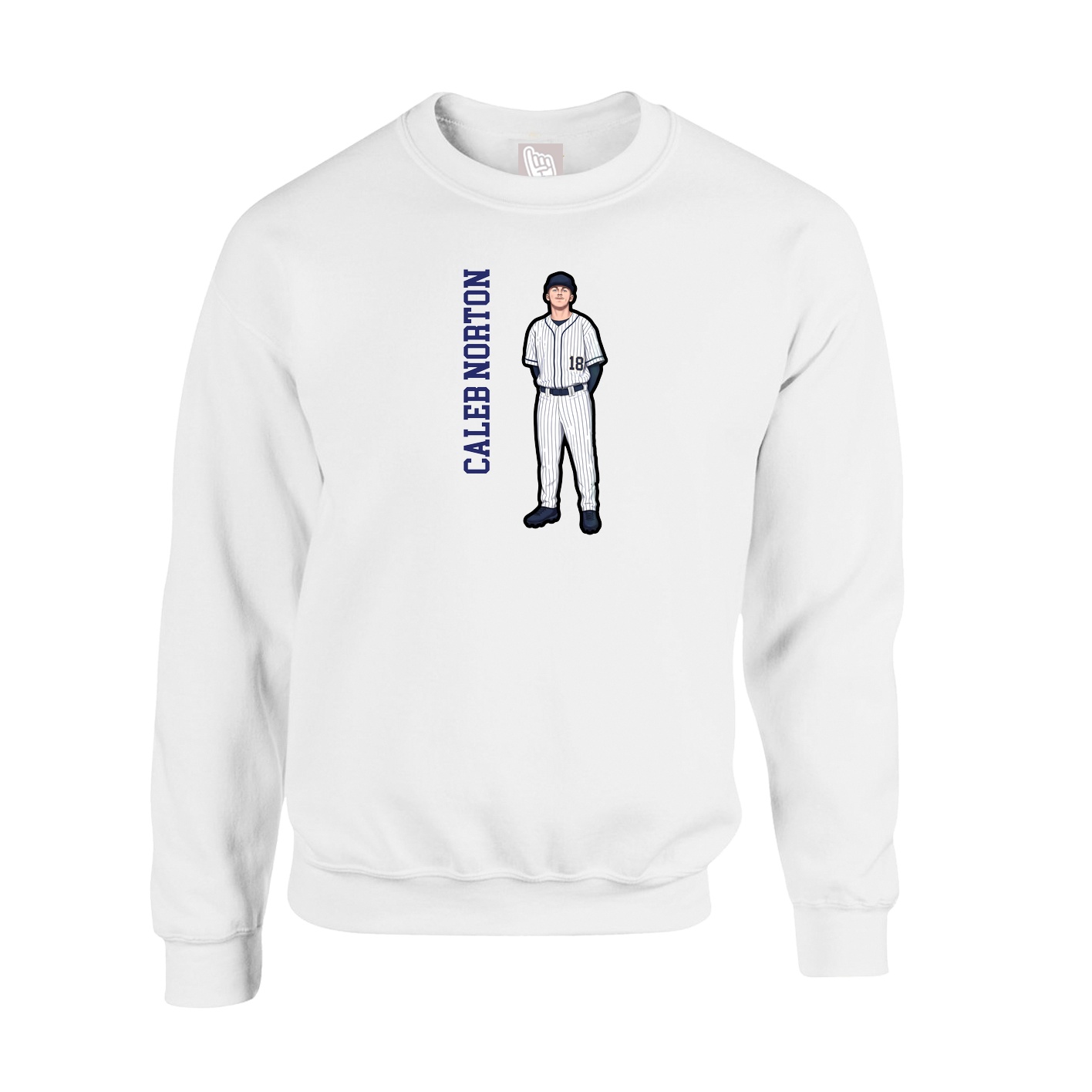 Fleece Crew — Name Vertical in White