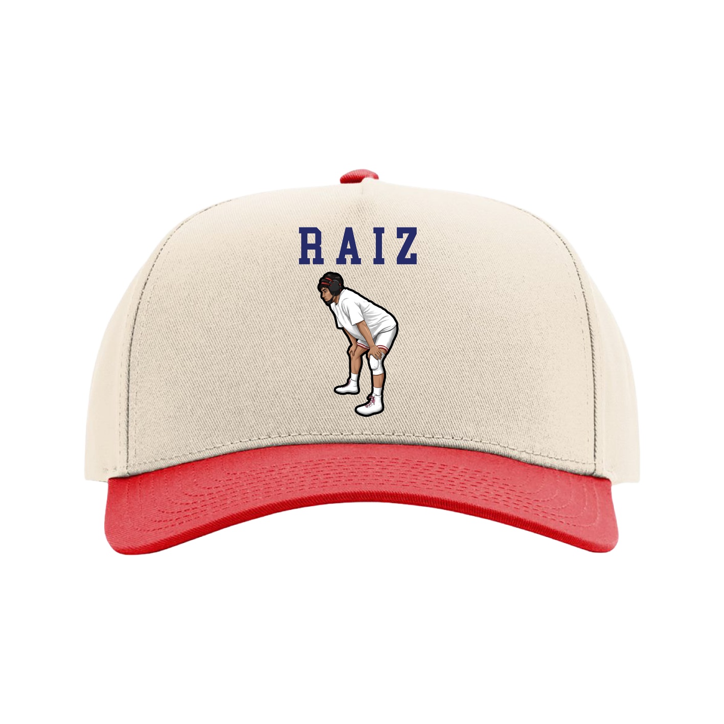 Full Fabric Five-Panel Champ Cap — Shirsey in Cream/Red