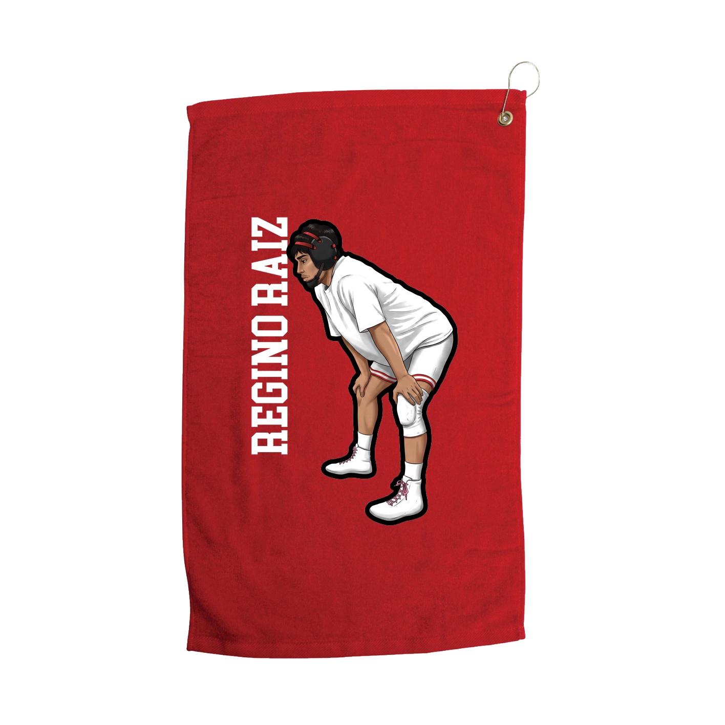 Golf Towel — Name Vertical in Red