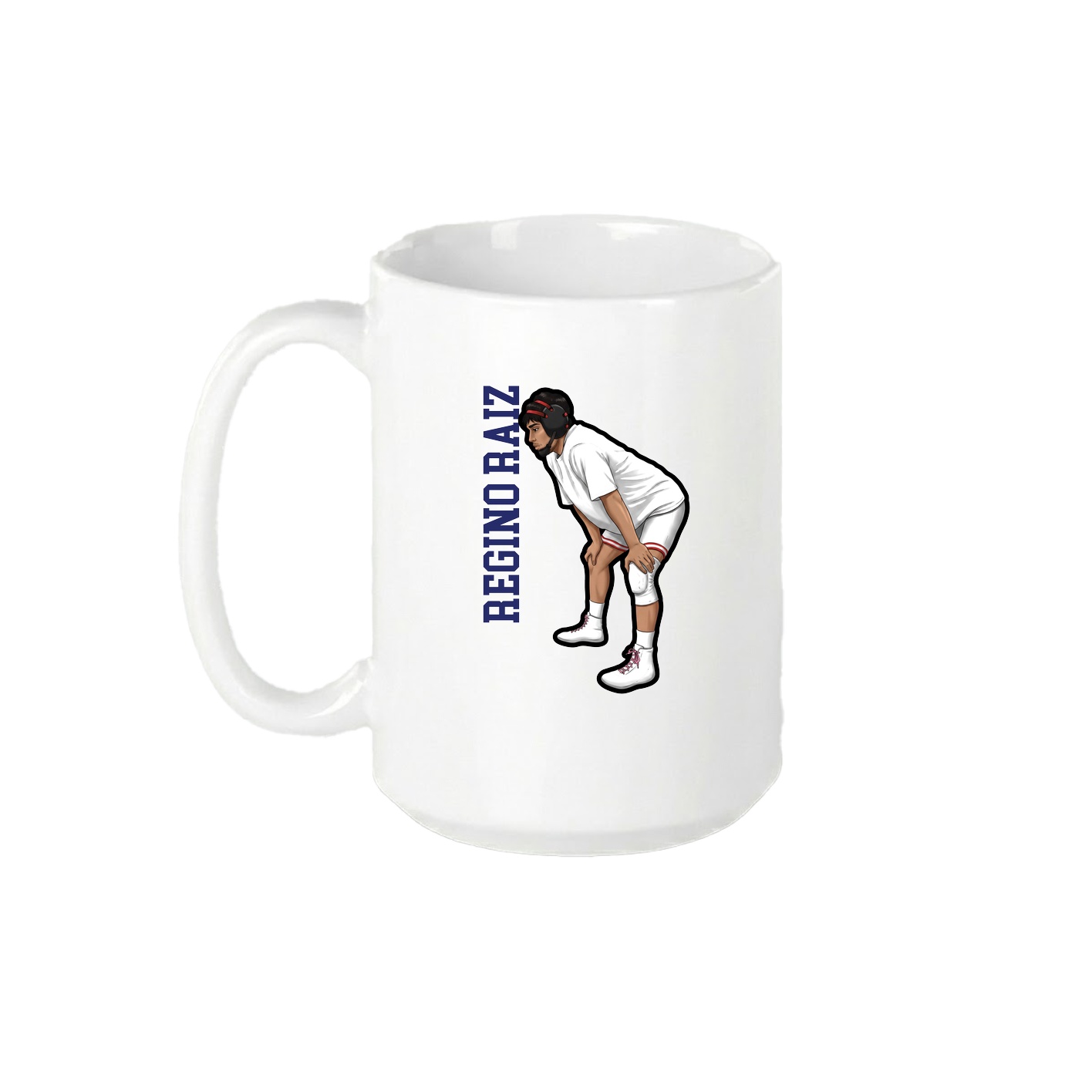 15oz Coffee Mug — Name Vertical in White