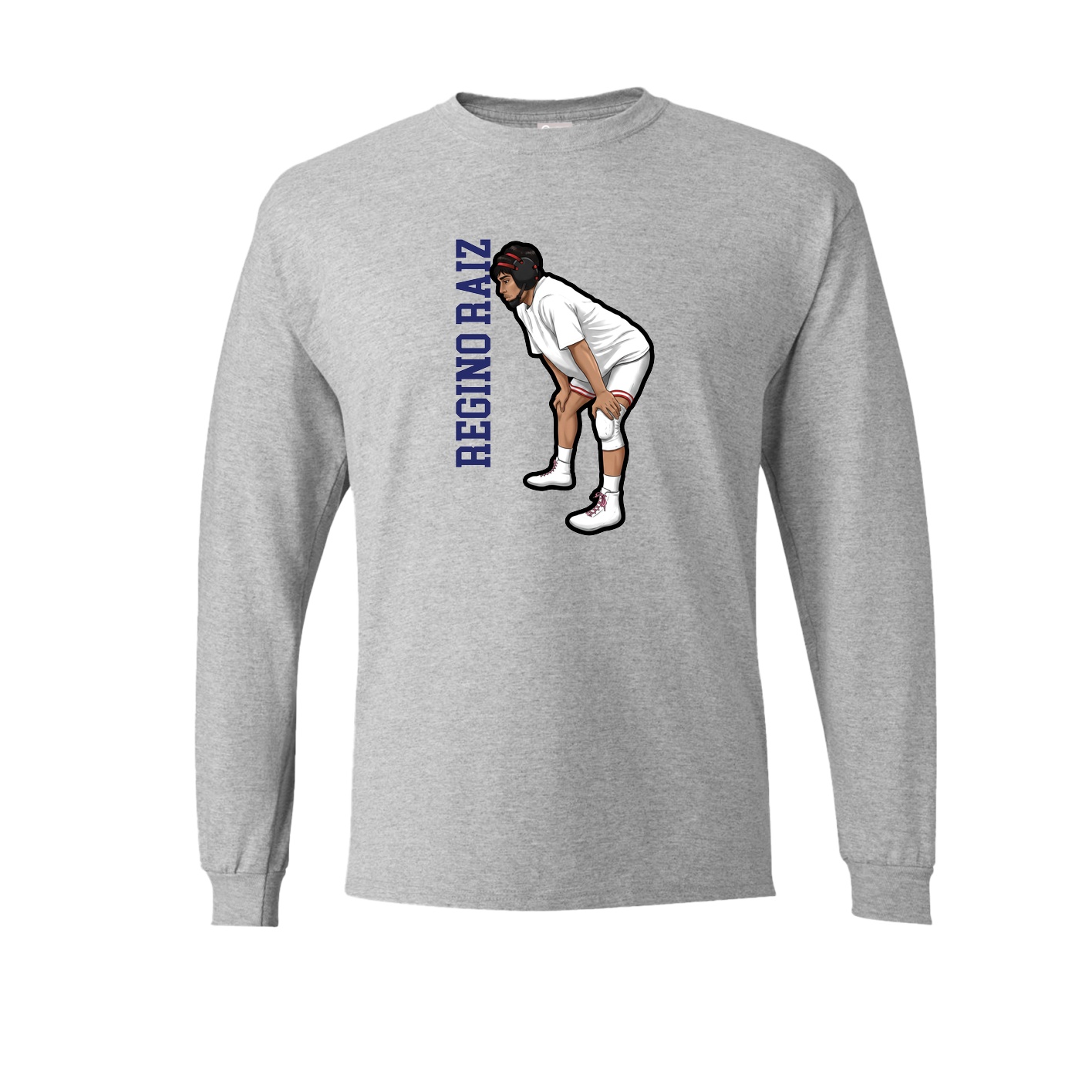 Long Sleeve Tee — Name Vertical in Grey