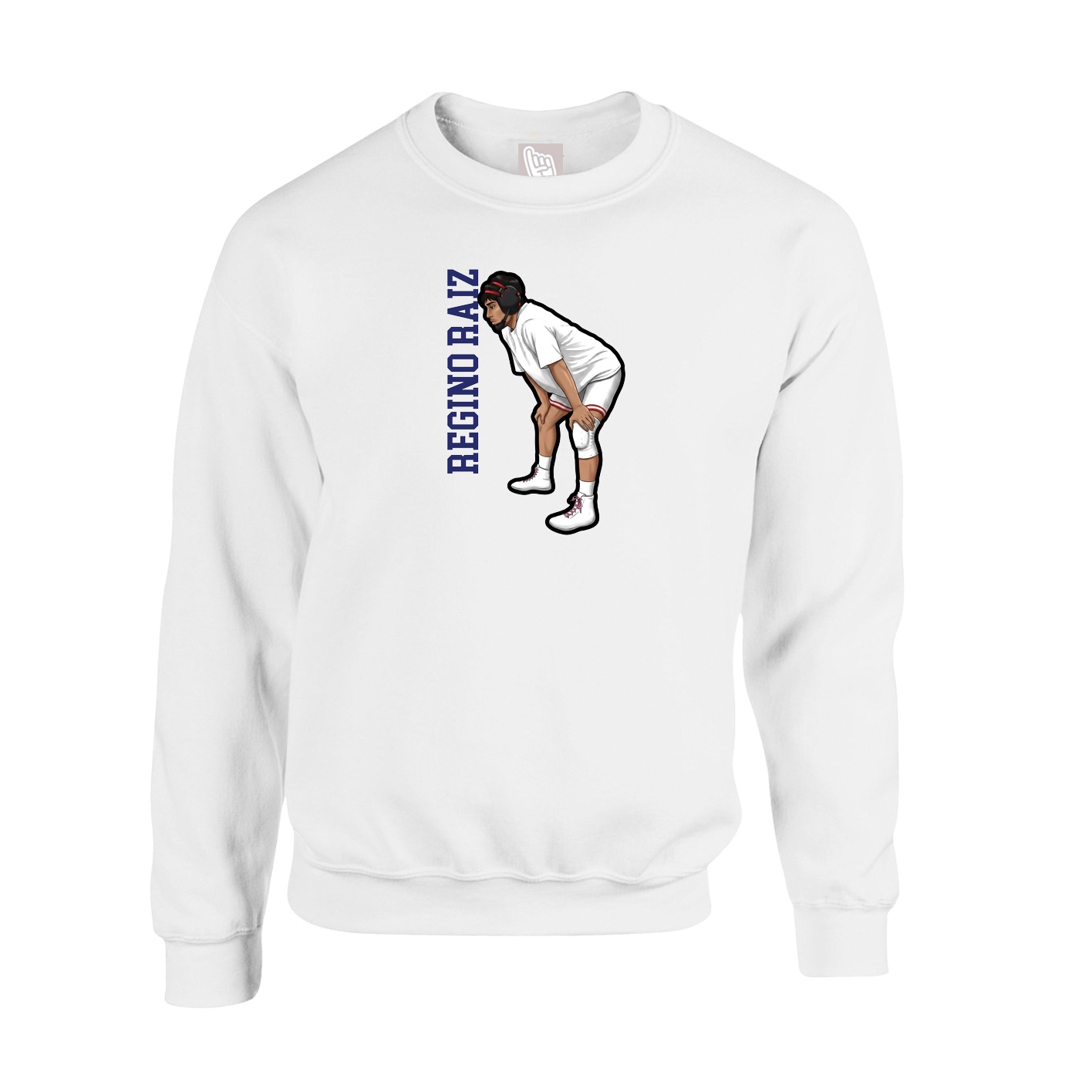 Fleece Crew — Name Vertical in White
