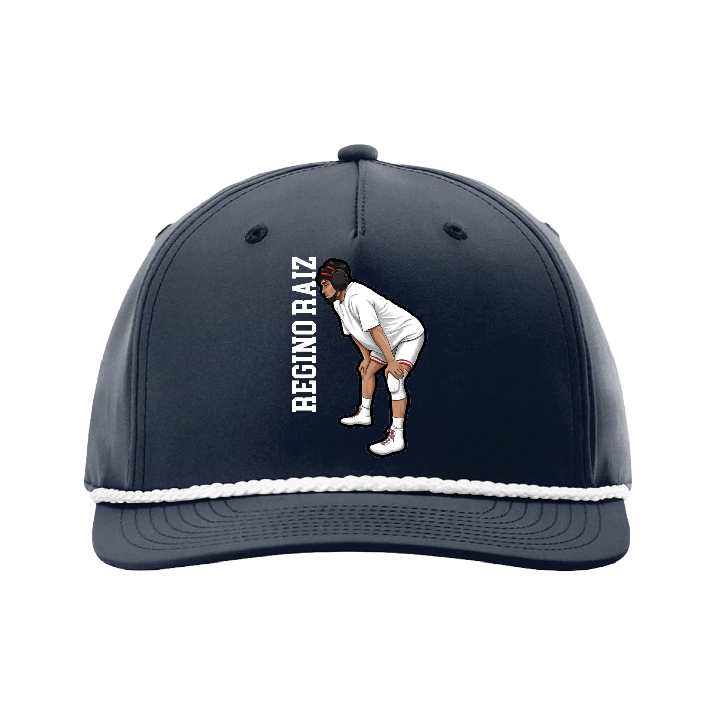 Five-Panel Classic Rope Cap — Name Vertical in Navy
